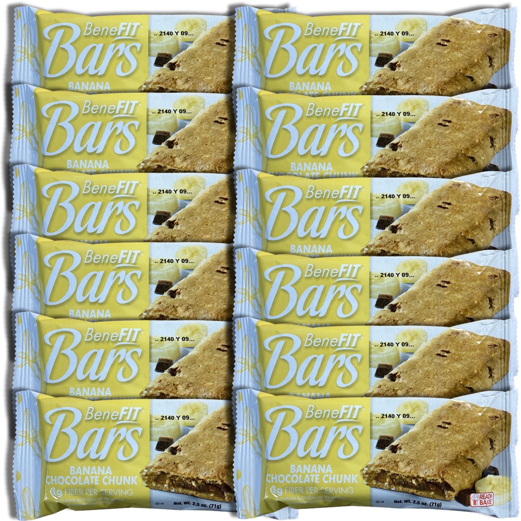 (5 pack) Banana Chocolate Chunk BeneFit Bars by Readi-Bake Bundled by Tribeca Curations | 2.5 Ounce | Value Pack of 12