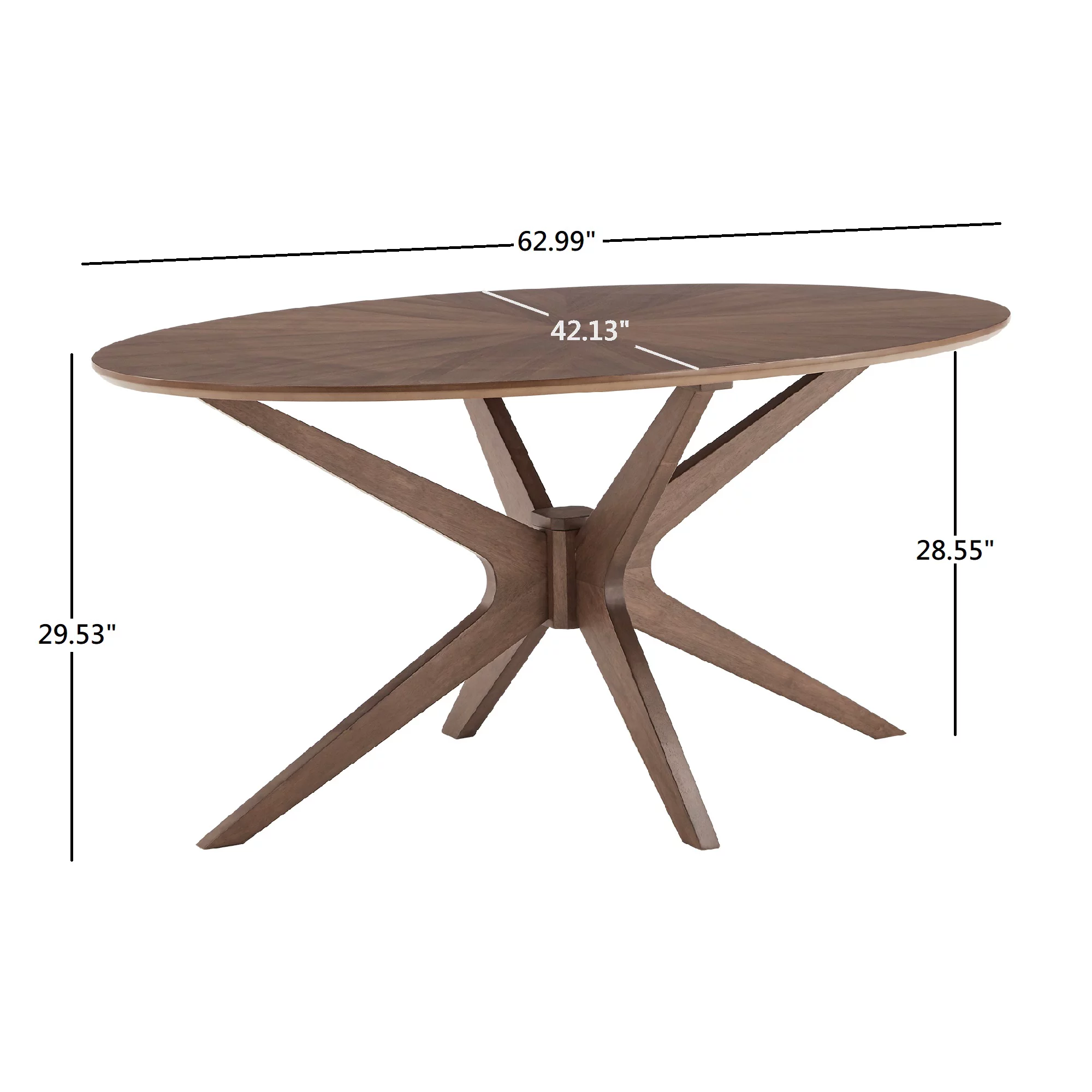 Weston Home Shaynah Walnut Finish Oval Dining Table
