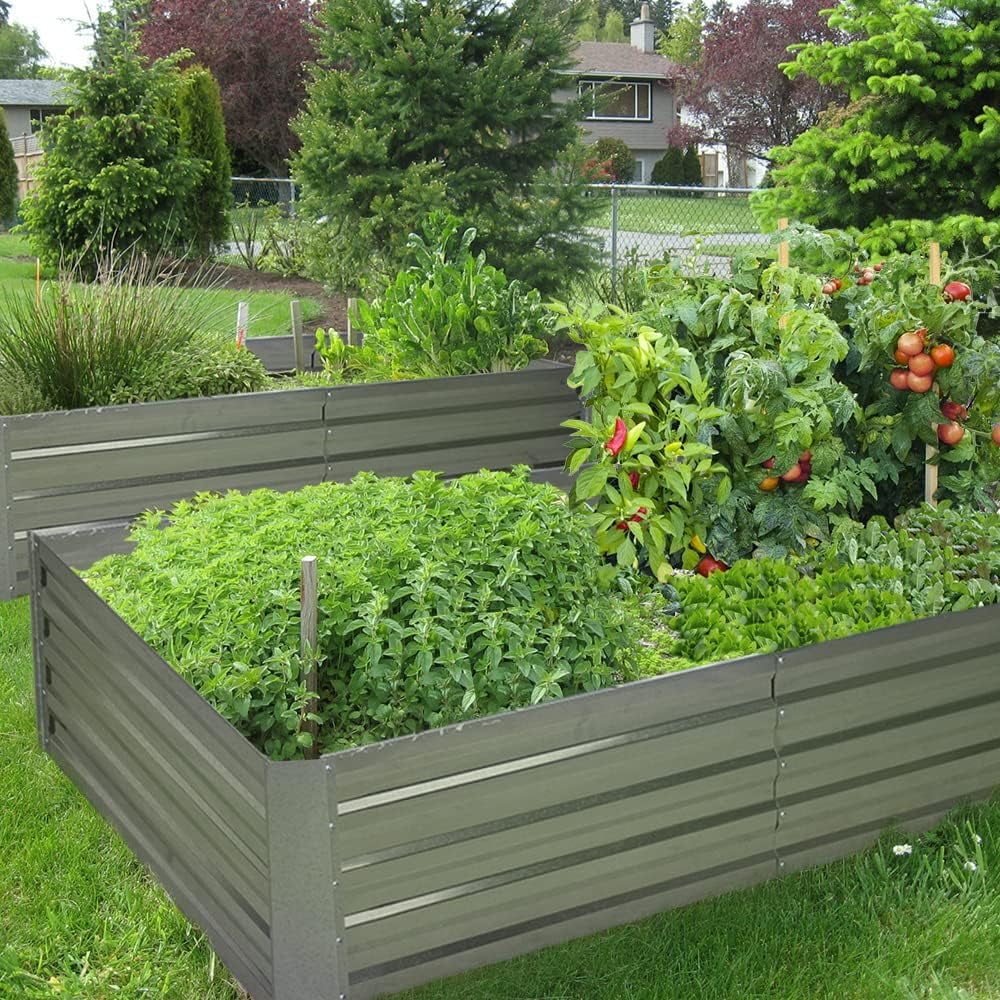 MONDEZON Raised Garden Bed Galvanized Planter Raised Beds Outdoor for Vegetables Flowers Herbs and Succulents Large Metal Planter Box Steel Kit,Silver (Zinc-1pack, 40x80x15.7Inches)