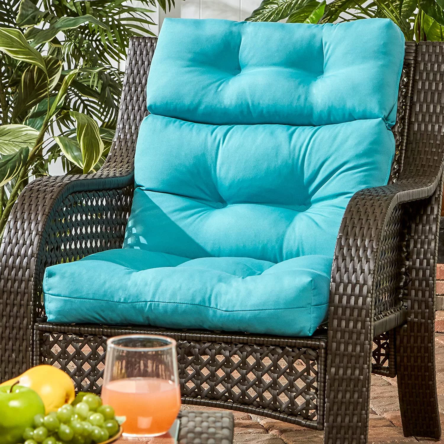Greendale Home Fashions AZ4809-TEAL 44 x 22 in. Outdoor High Back Chair Cushion, Teal