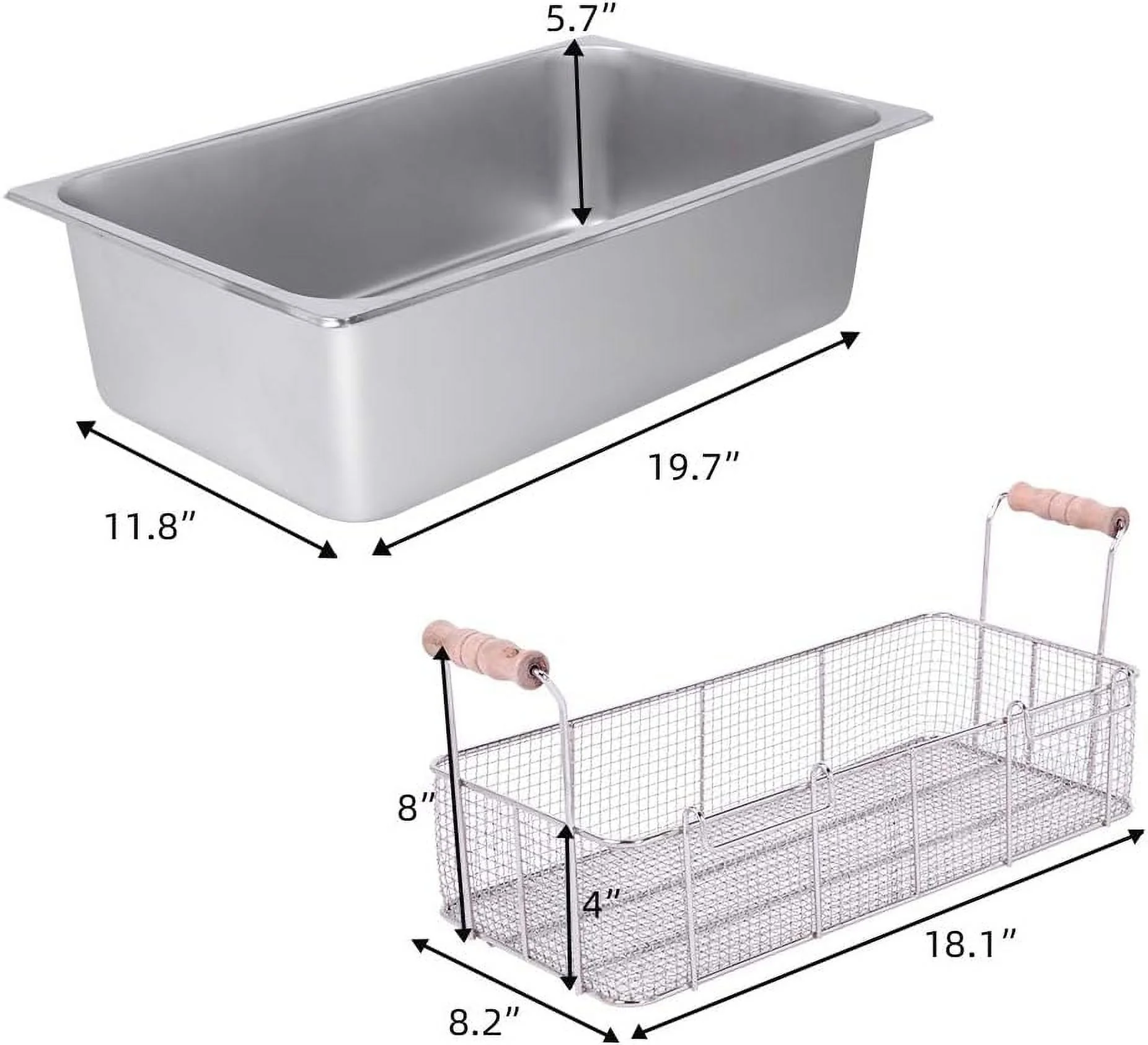 110V Oil Consumption 12.7Qt/12L Oil Pan Total Capacity 23.26Qt/22L Stainless Steel Large Single-Cylinder Electric Fryer 5000W Max