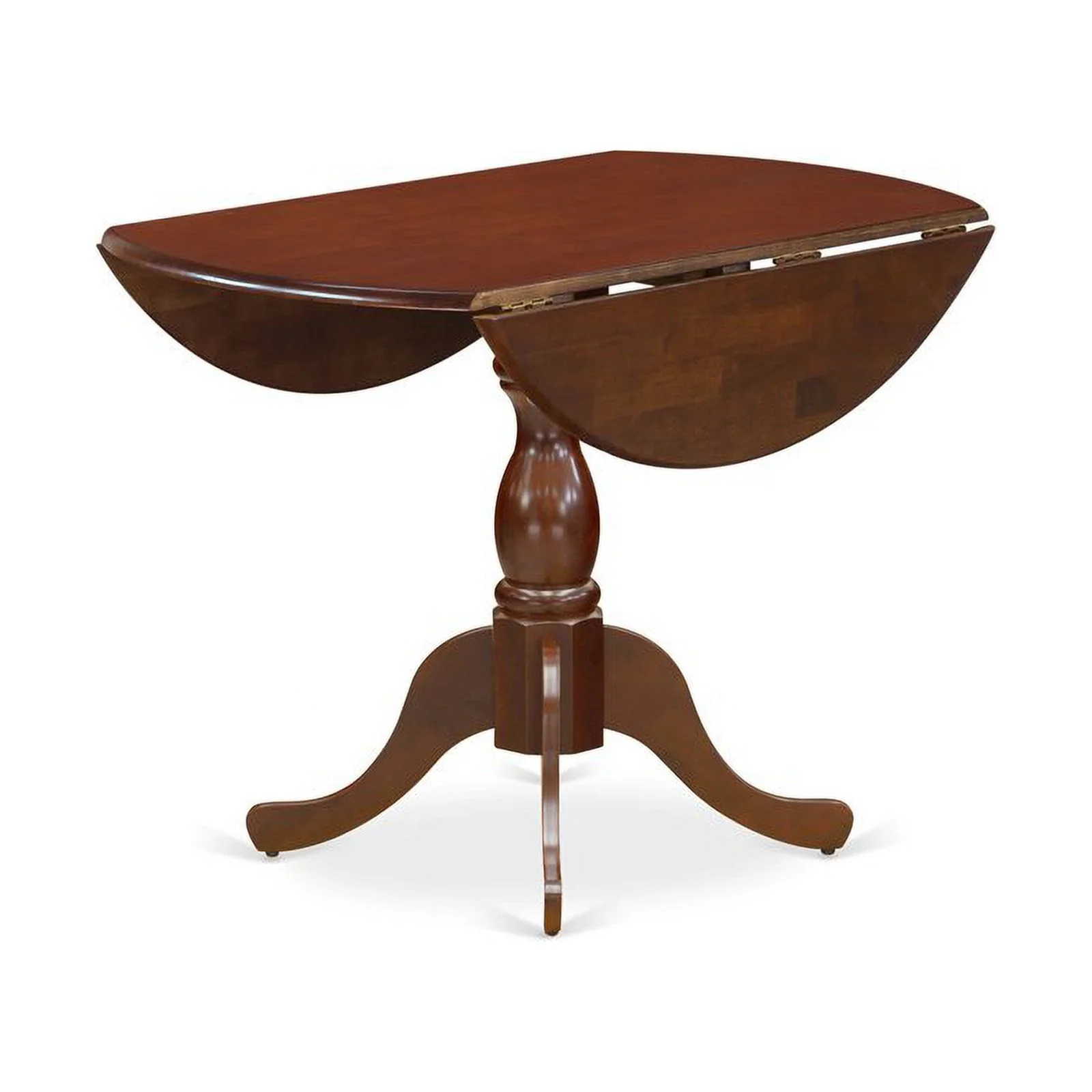 East West Furniture Dublin Wood Dining Table with Pedestal Legs in Mahogany