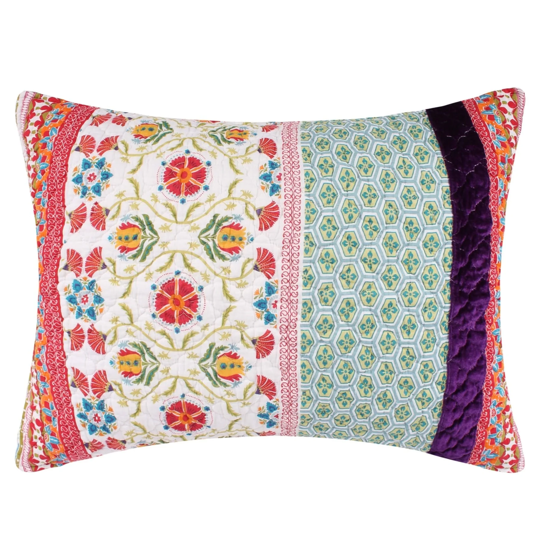 Greenland Home Fashions  Thalia 100% Cotton, Vevlet-Embellished Pillow Shams (Set of 2) Standard