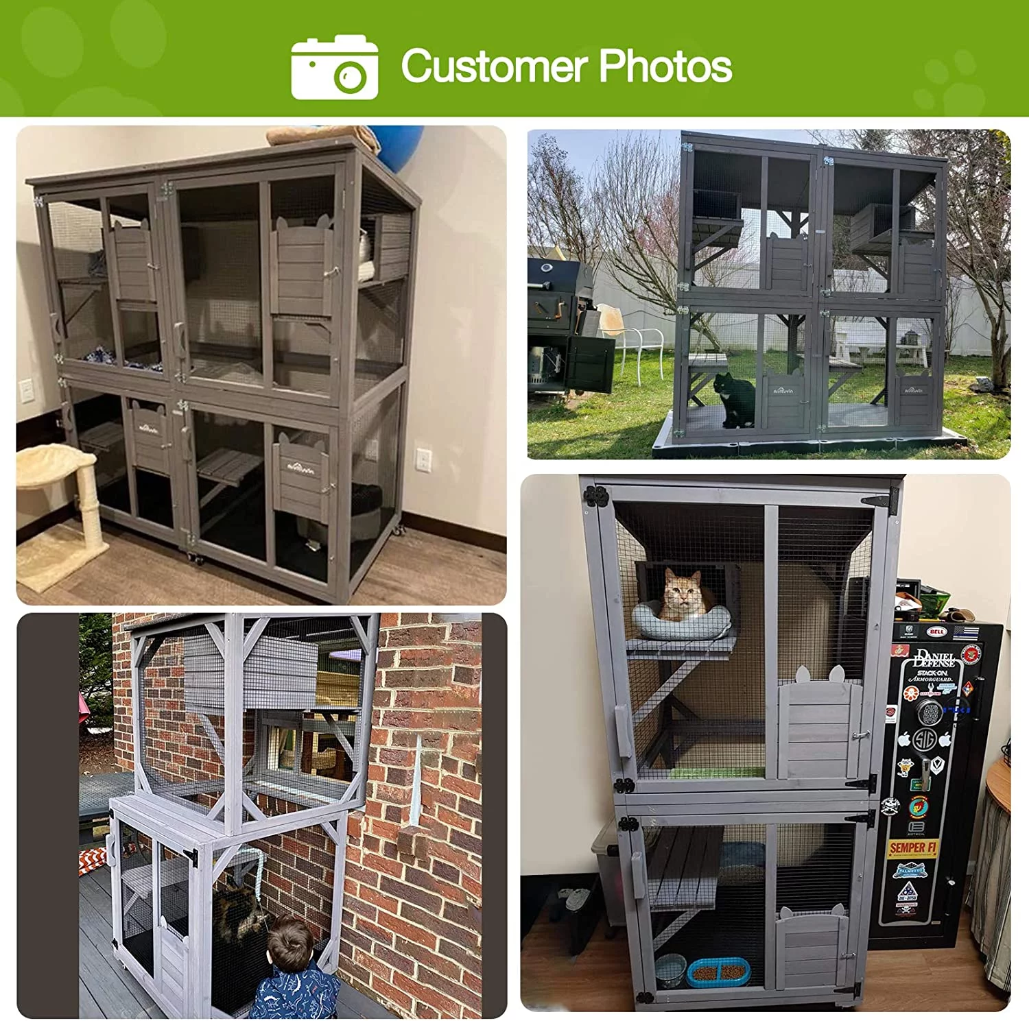 Cat House Outdoor Cage Cat Enclosure on Wheels,Large Wooden Kitty Catio with Resting Box,PVC Layer