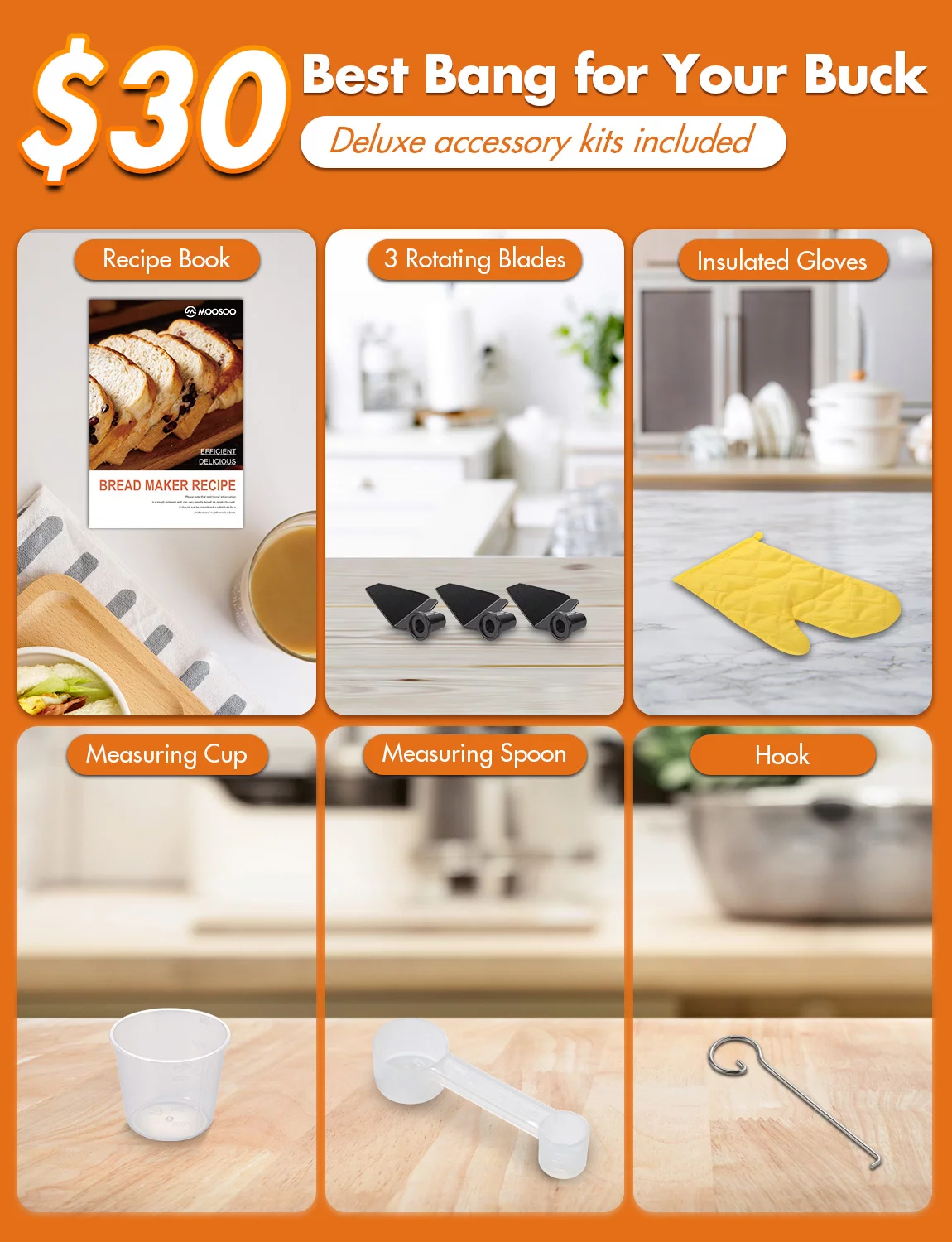 18-in-1 Bread Machine, Moosoo 2LB Bread Maker, Stainless Steel Breadmaker, Touchscreen, Time Delay & Keep Warm