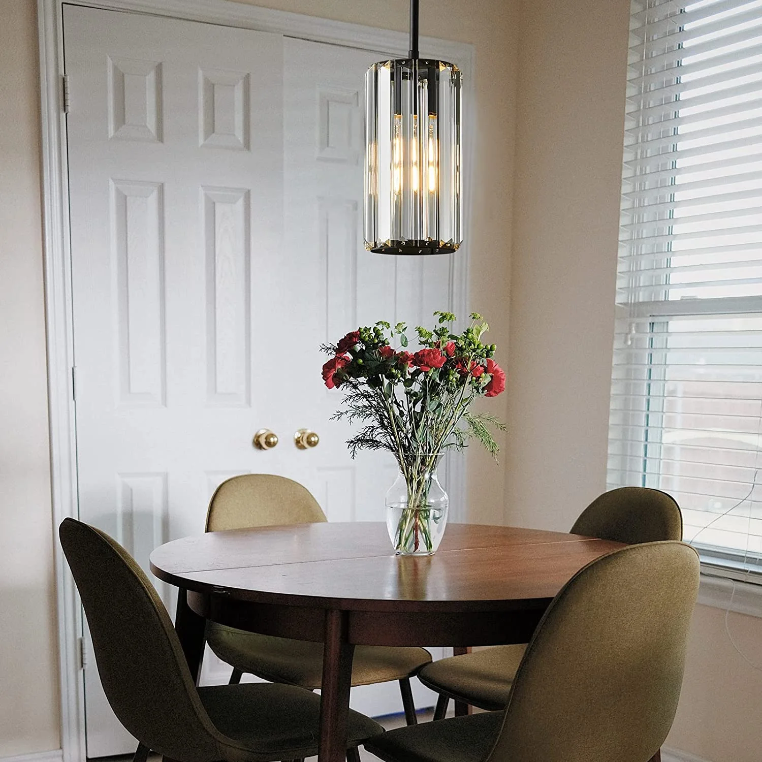 Black Pendant Lighting Modern Pendant Light Mini Crystal Chandeliers Adjustable Pendant Light Fixture for Kitchen Island Dinning Room Corridor Bedroom(Black 3-Pack)