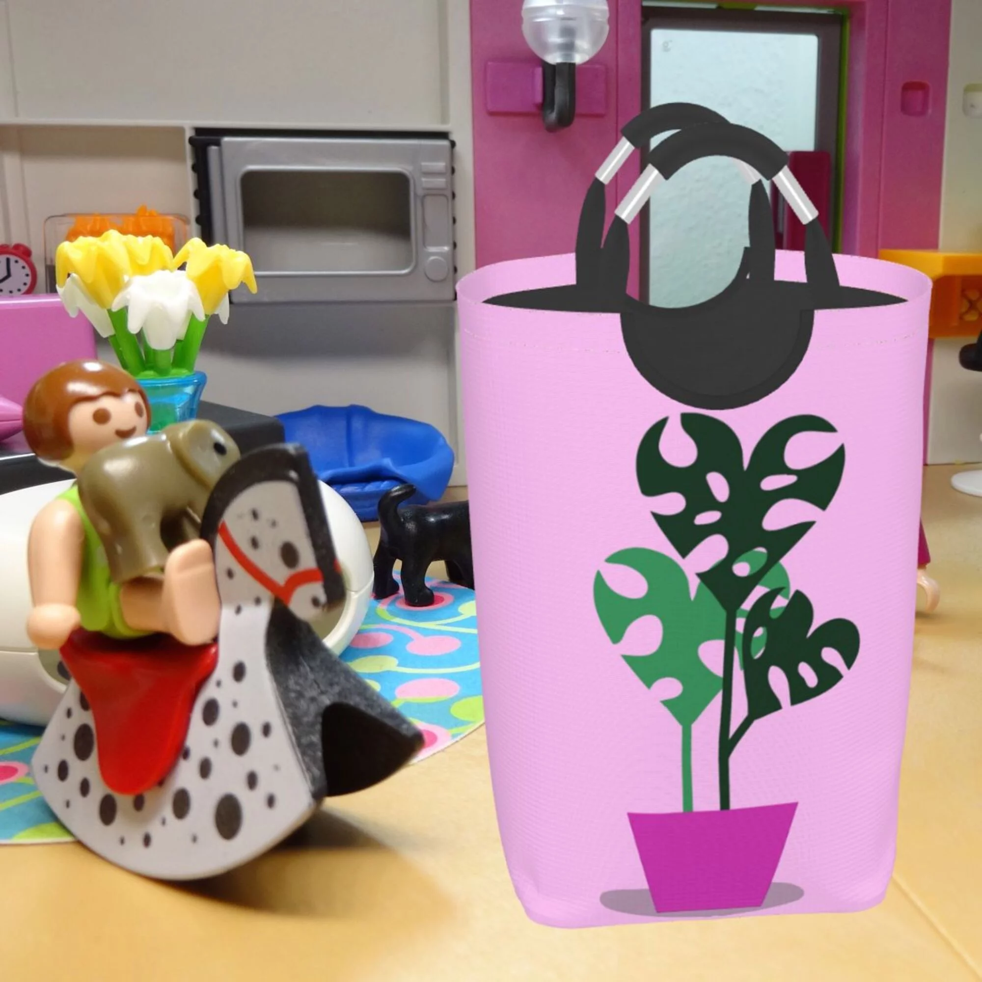 TEQUAN 50L Large Rectangular Laundry Hamper with Aluminum Handles, Boho Love Heart Leaves Prints Waterproof Foldable Dirty Clothes Basket