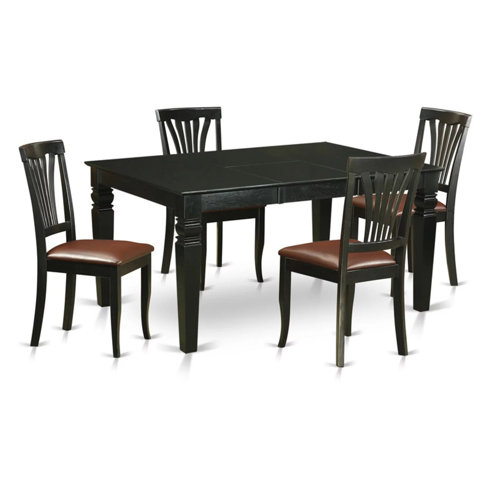 East West Furniture  5 Piece Dining Table Set- a Kitchen Table and 4 Chairs, Black & Cherry(Seat Type Options) WEAV5-BCH-LC