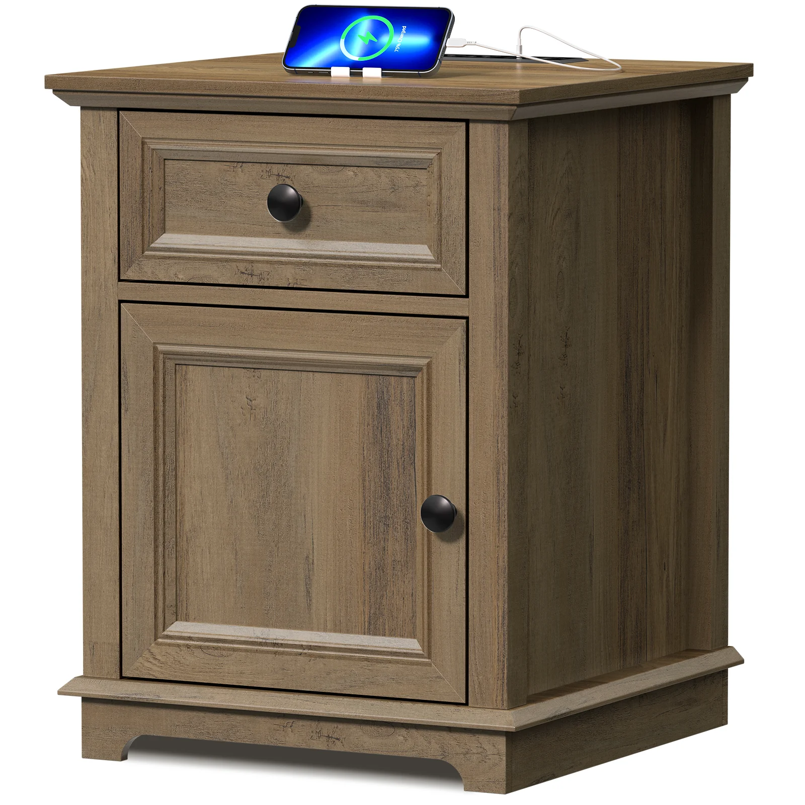 REDAYFUR Nightstand with Charging Station, 24