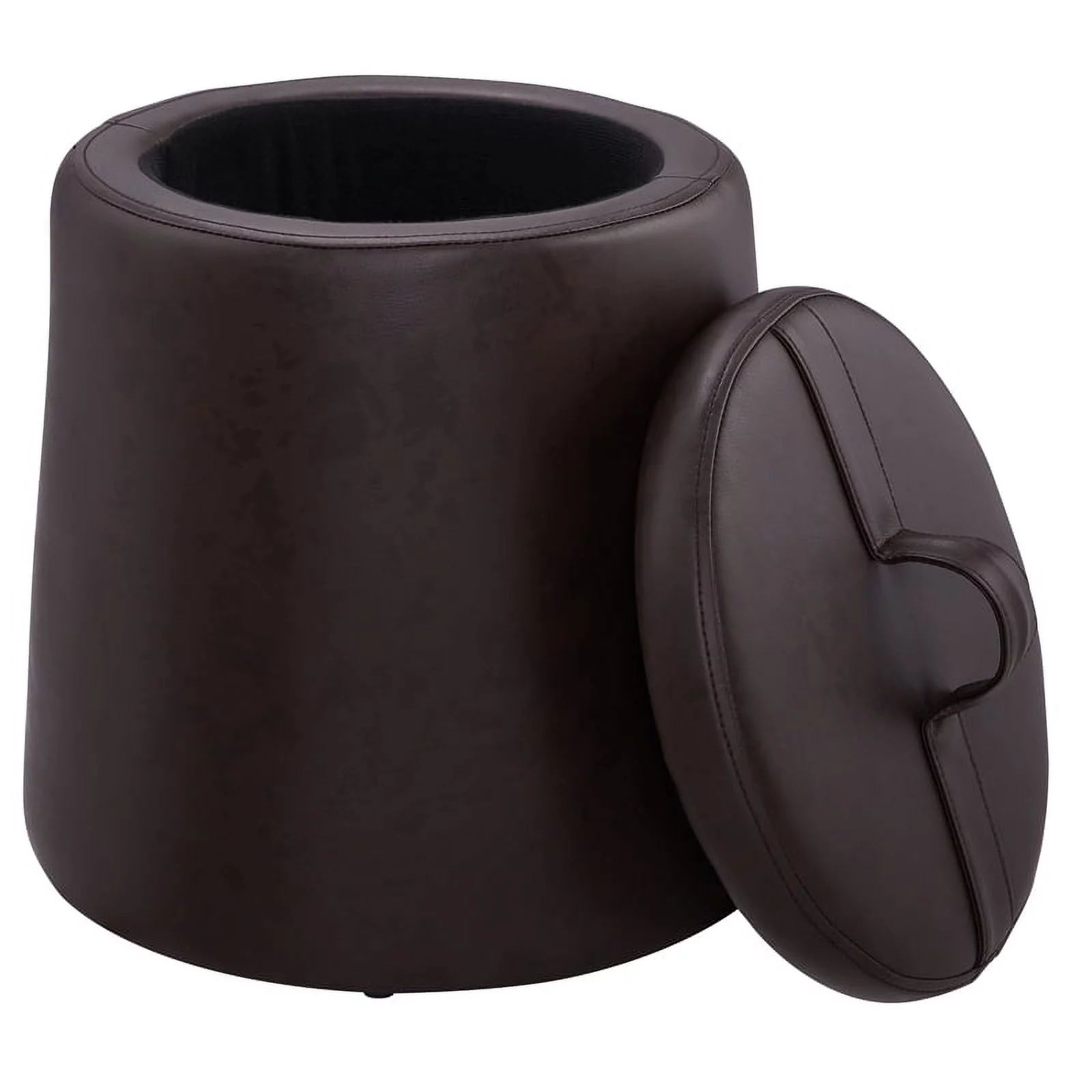 Riverbay Furniture Upholstered Faux Leather Storage Ottoman in Brown