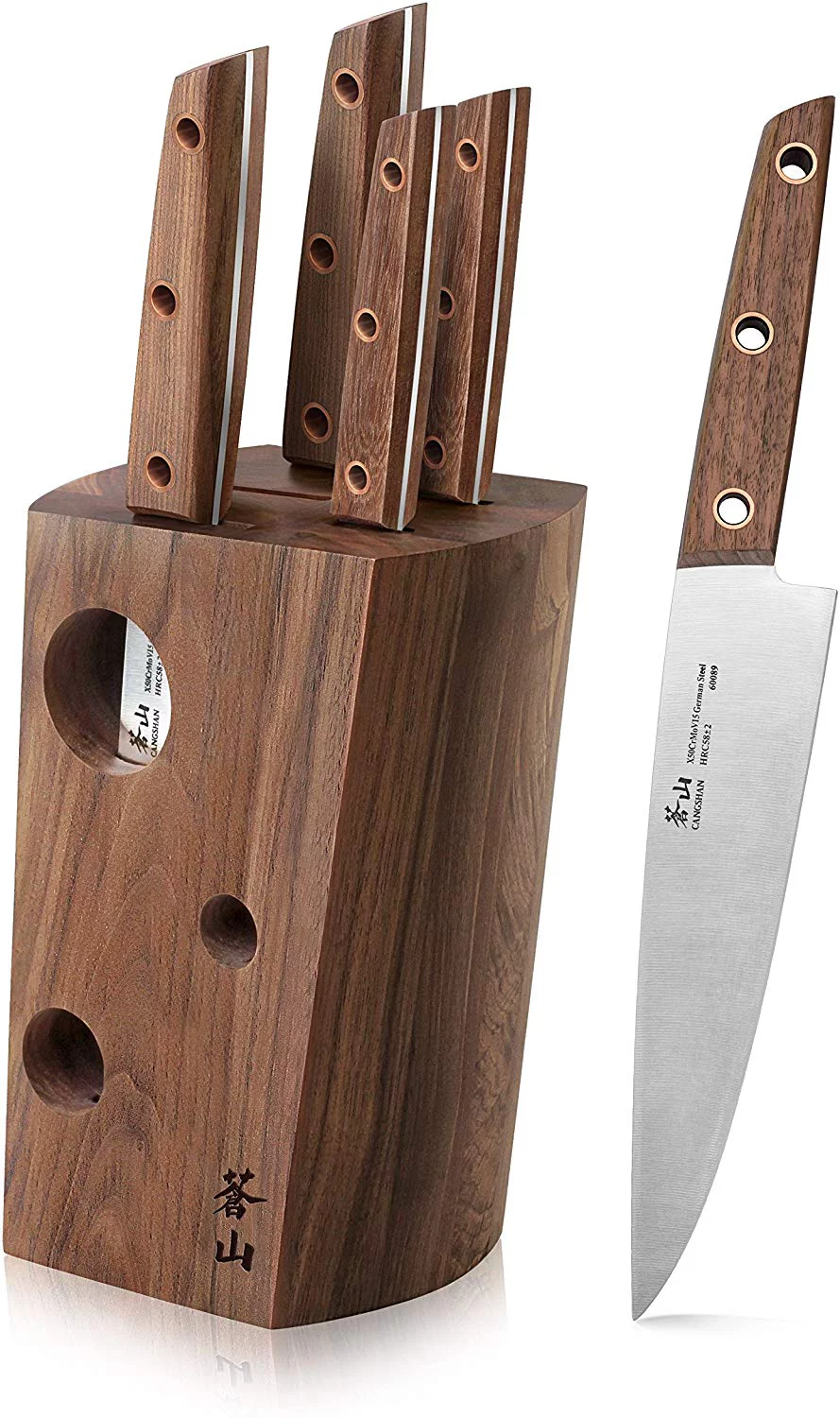 Cangshan W Series 59960 6 Piece German Steel Knife Block Set, Walnut