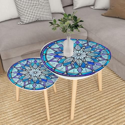 CHGBVC Small Coffee Nesting  Abstract Stained Glass Mosaic red  Triangle End  Center   Modern   Room Bedroom Balcony