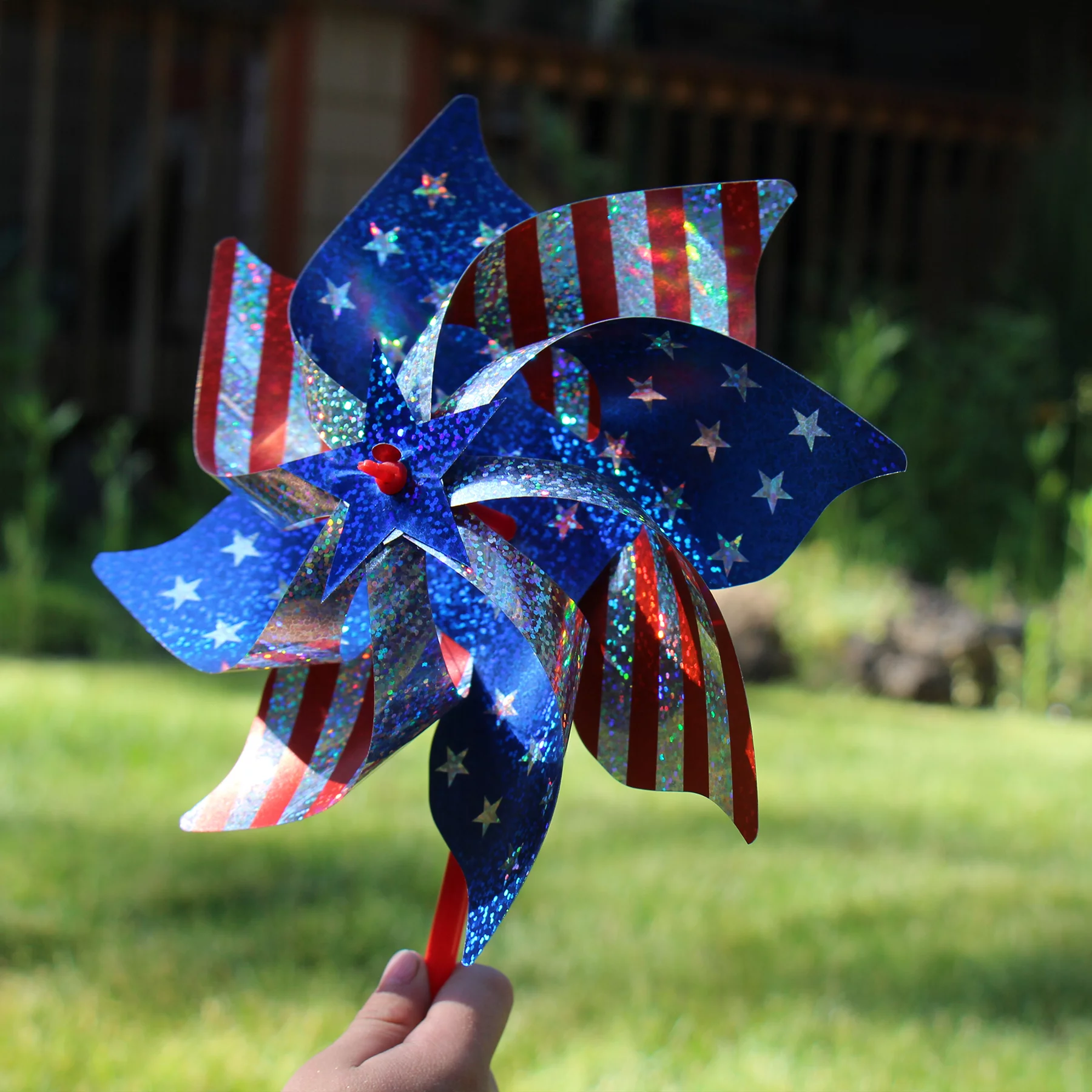 In the Breeze 2749-PACKS — Stars & Stripes Pinwheel, 8-Inch Diameter, 48 Pieces — Patriotic Fun Hand-Held Pinwheel Spinners