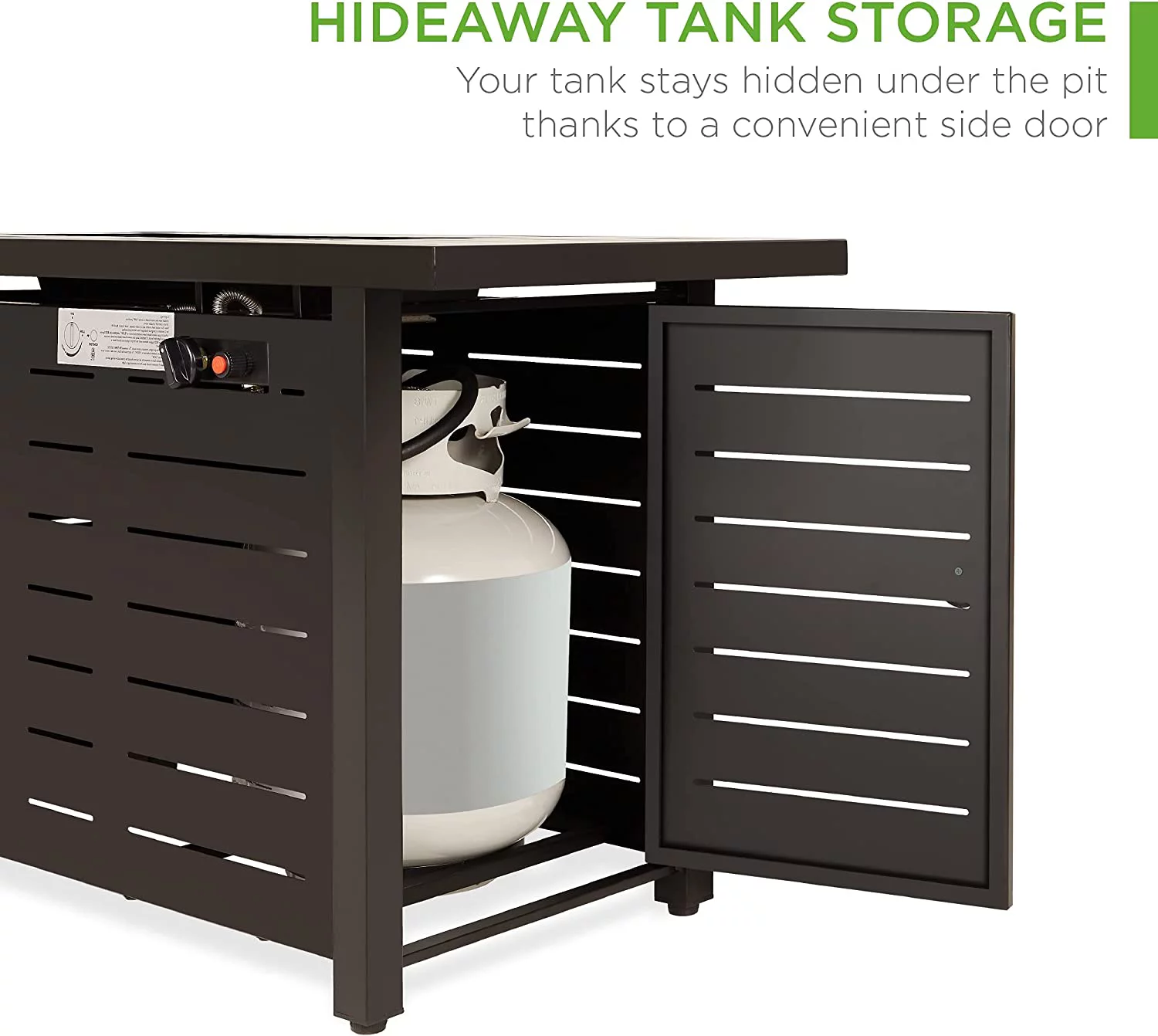 Fire Pit Table 42in 50,000 BTU Rectangular Steel Propane Gas for Outdoor, Patio w/Burner Lid, Auto Ignition, Hideaway Tank Storage, Cover, Glass Beads - Dark Brown