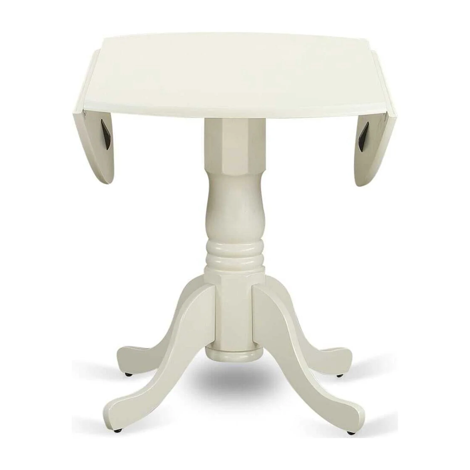 HomeStock Medieval Majesty 3 Piece Kitchen Table Set Includes A Round Dining Table With Dropleaf And 2 Upholstered Chairs, Linen White