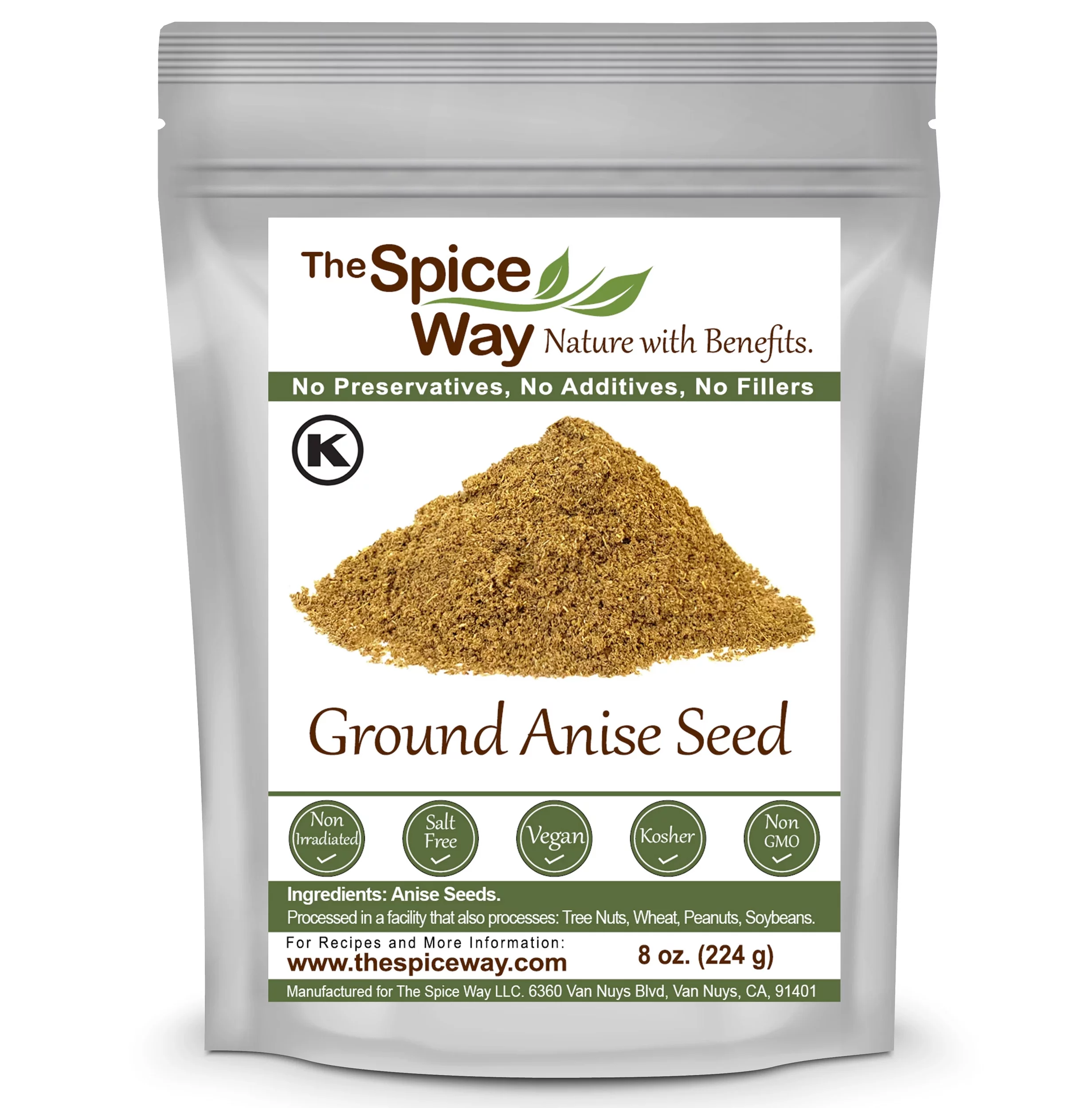 The Spice Way Ground Anise Seed – Whole Spice – 100% Natural - Resealable Pouch – 8 oz.
