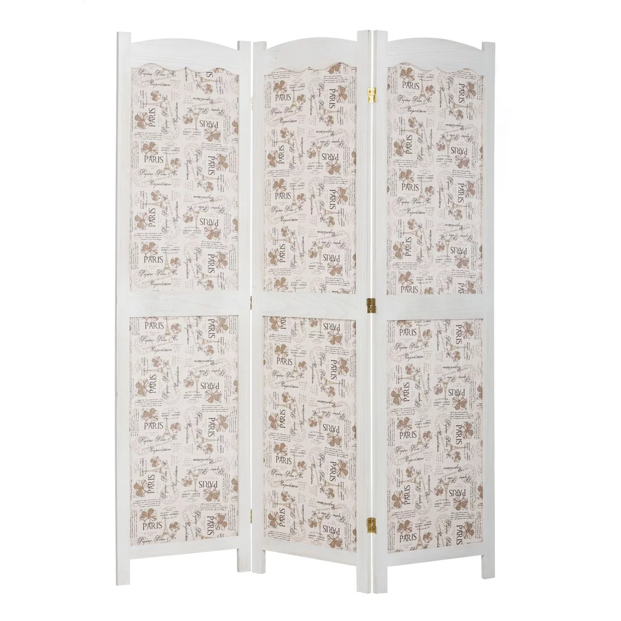 Legacy Decor Solid Wood With Paris Themed Canvas 3 Panel Room Divider, 67