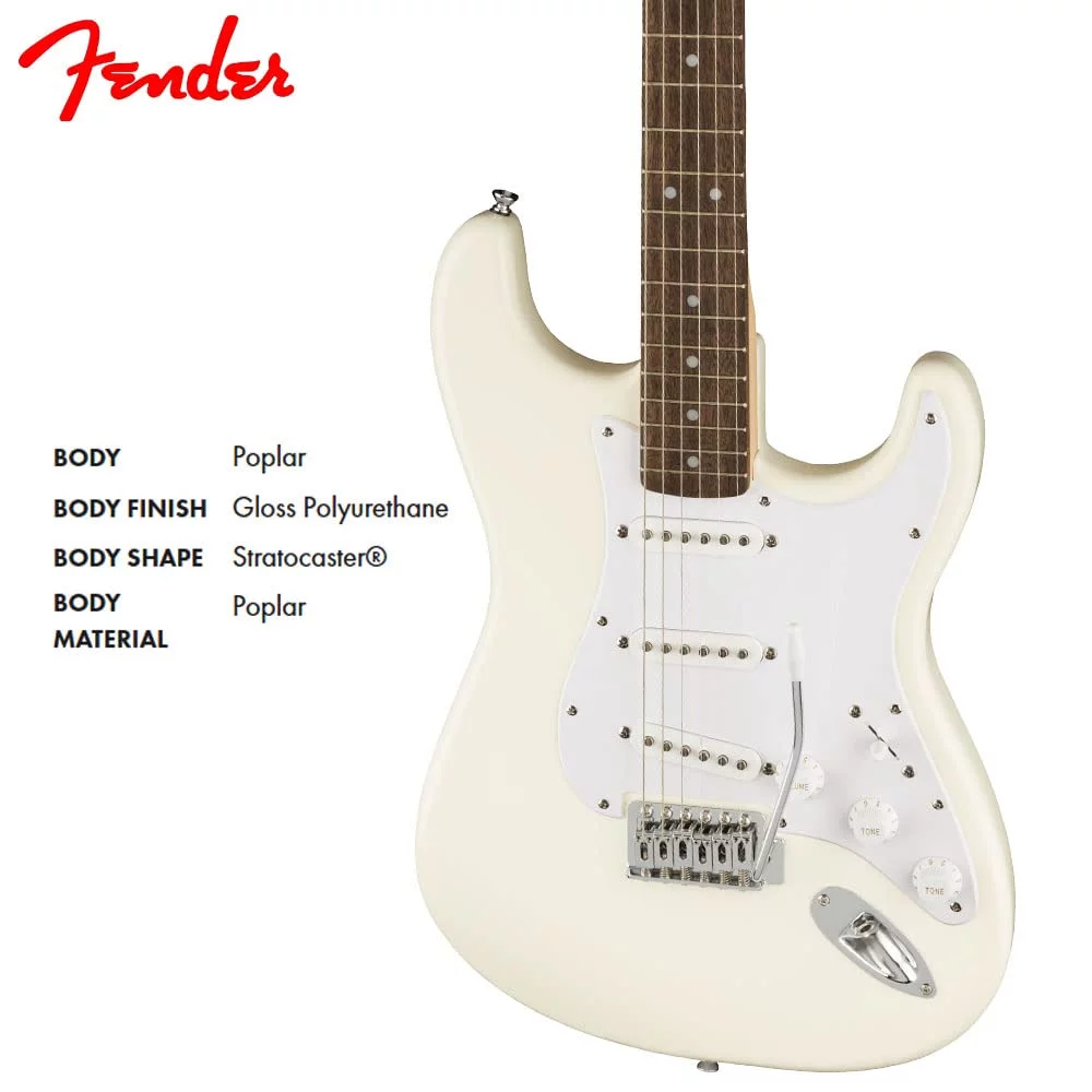 Fender Squier Bullet-SSS-AWT 0370001580 Right Handed Bullet Strat with Tremolo (Arctic White)