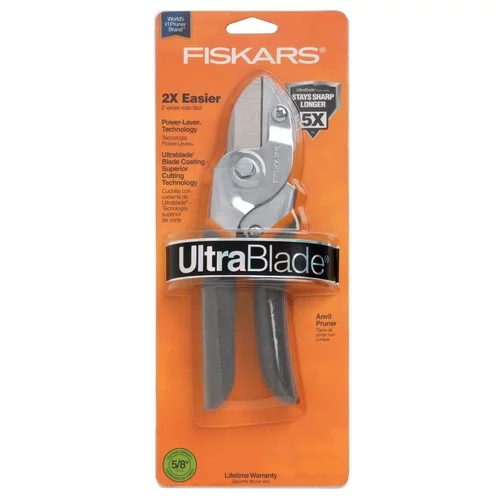 Fiskars Power-Lever Ultra Anvil Pruner, Steel Blade and Non-Slip Handle