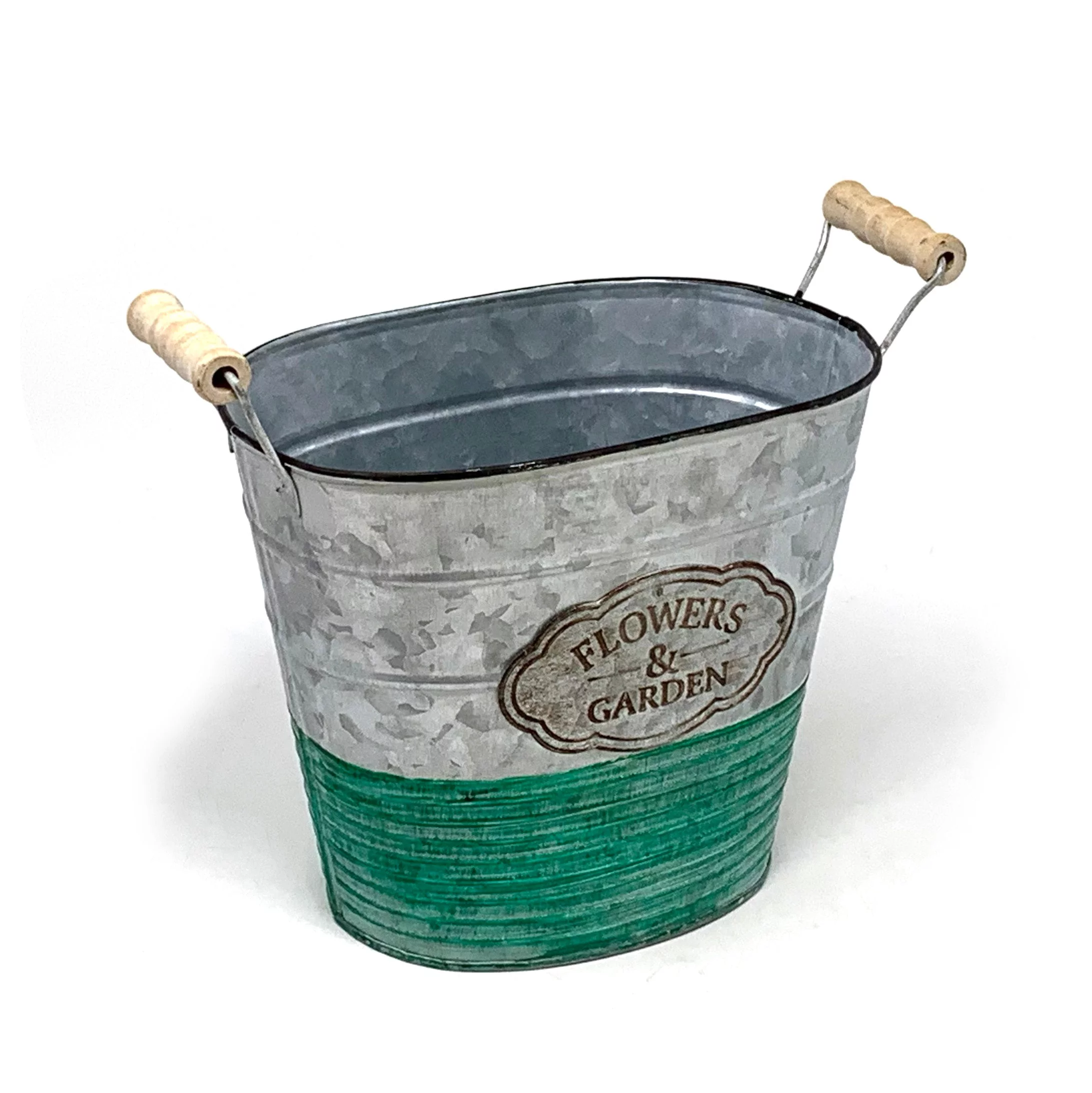 Allgala Galvanized Planter Pot Indoor and Outdoor Decoration-Oval-8