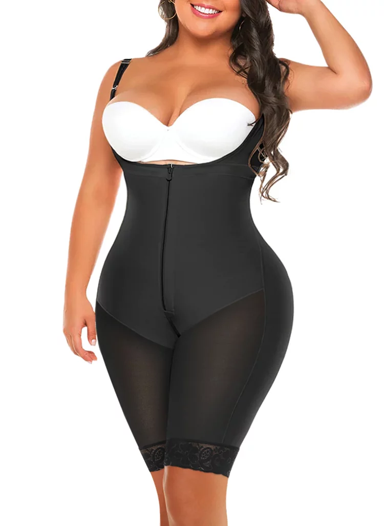 YIANNA Fajas Colombianas Tummy Control Shapewear for Women Butt Lifter Mid-Thigh Body Shaper Black Black-L