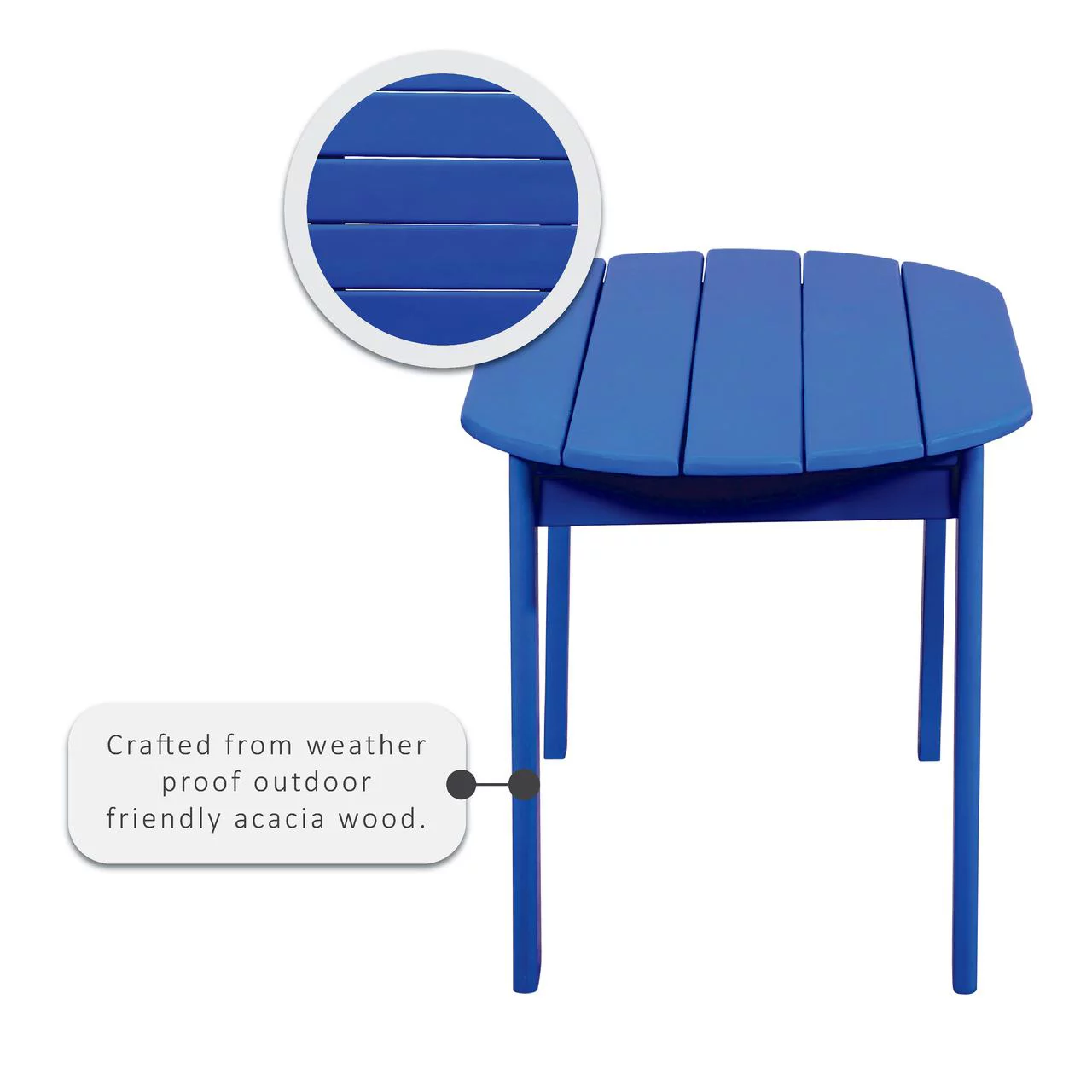 Linon Adirondack Mid-Century Oval Coffee Table, Blue