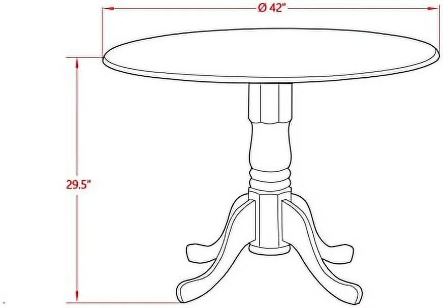 TJUNBOLIFE DMT-NLW-TP Dublin Modern Dining Table -  Round Kitchen Table Top with Dropleaf & Pedestal Base  42x42 Inch  Natural & Linen White