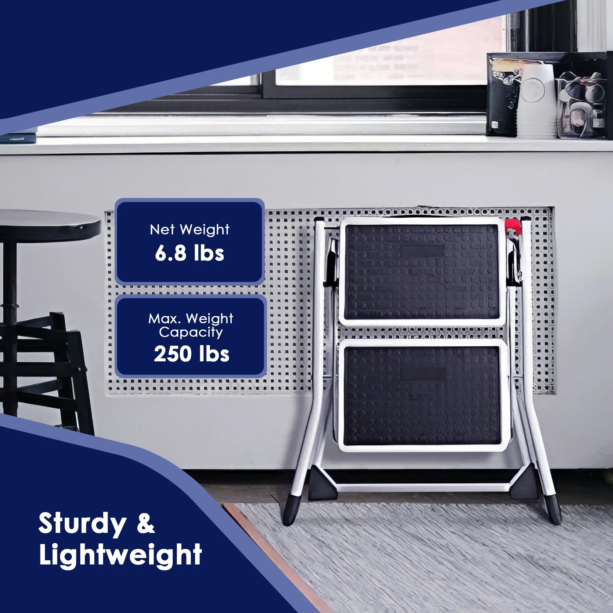 Delxo Folding 2-Step Mini Stool Stepladder w/Non-Skid Stair & Carry Handle