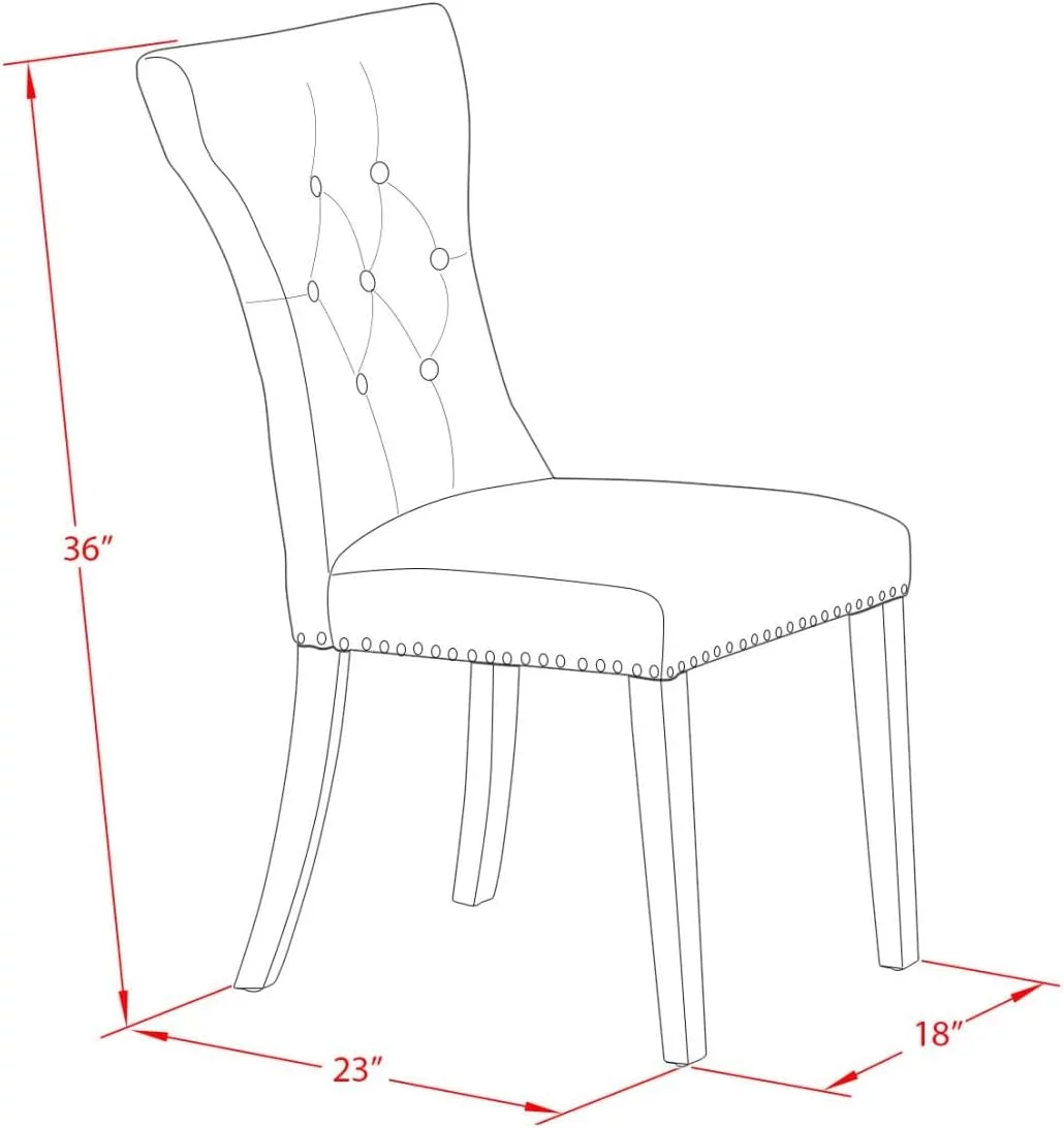 GAP6T50 Gallatin Parson Chairs - Button Tufted Nailhead Trim Dark Gotham Linen Fabric Upholstered Dining Chairs, Set Of 2, Wirebrushed Black
