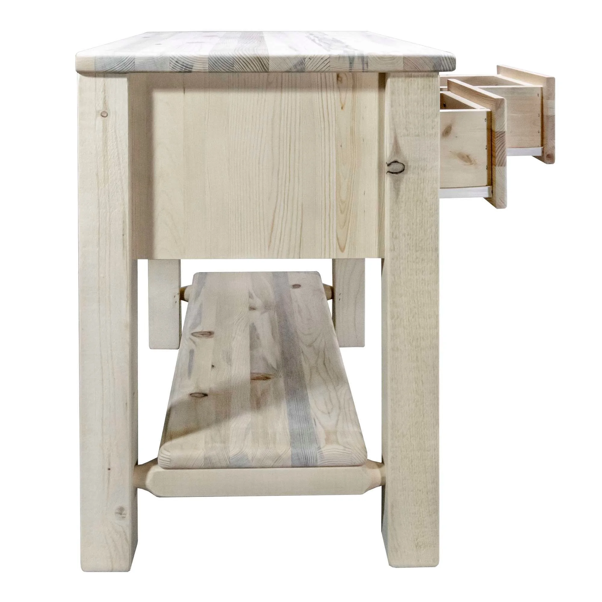 Homestead Collection Console Table w/ 2 Drawers, Clear Lacquer Finish