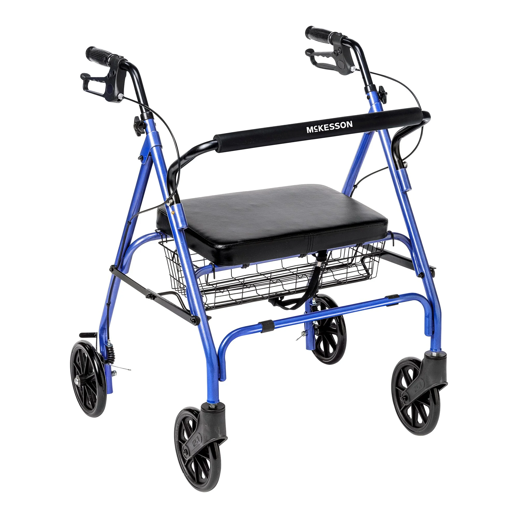 McKesson Bariatric Rollator Adjustable Height / Folding Steel 35.25 to 39.5 inch Handle Height 146-10215BL-1
