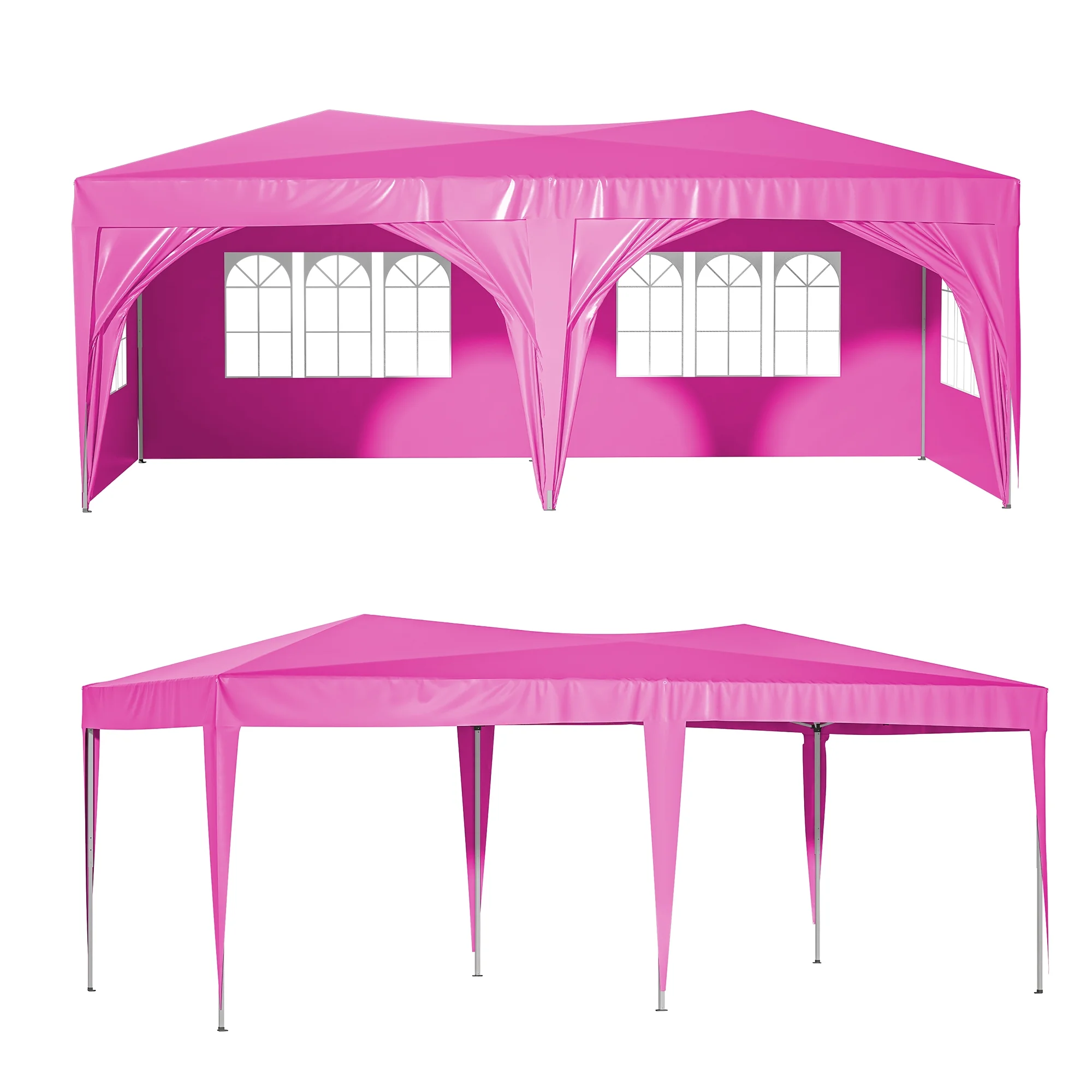Al Fresco 10 x 20ft Canopy Tent with 6 Removable Sidewalls and Carry Bag, Ez Pop Up Outdoor Party Wedding Gazebo Heavy Duty Tent for Backyard Patio BBQ, Pink