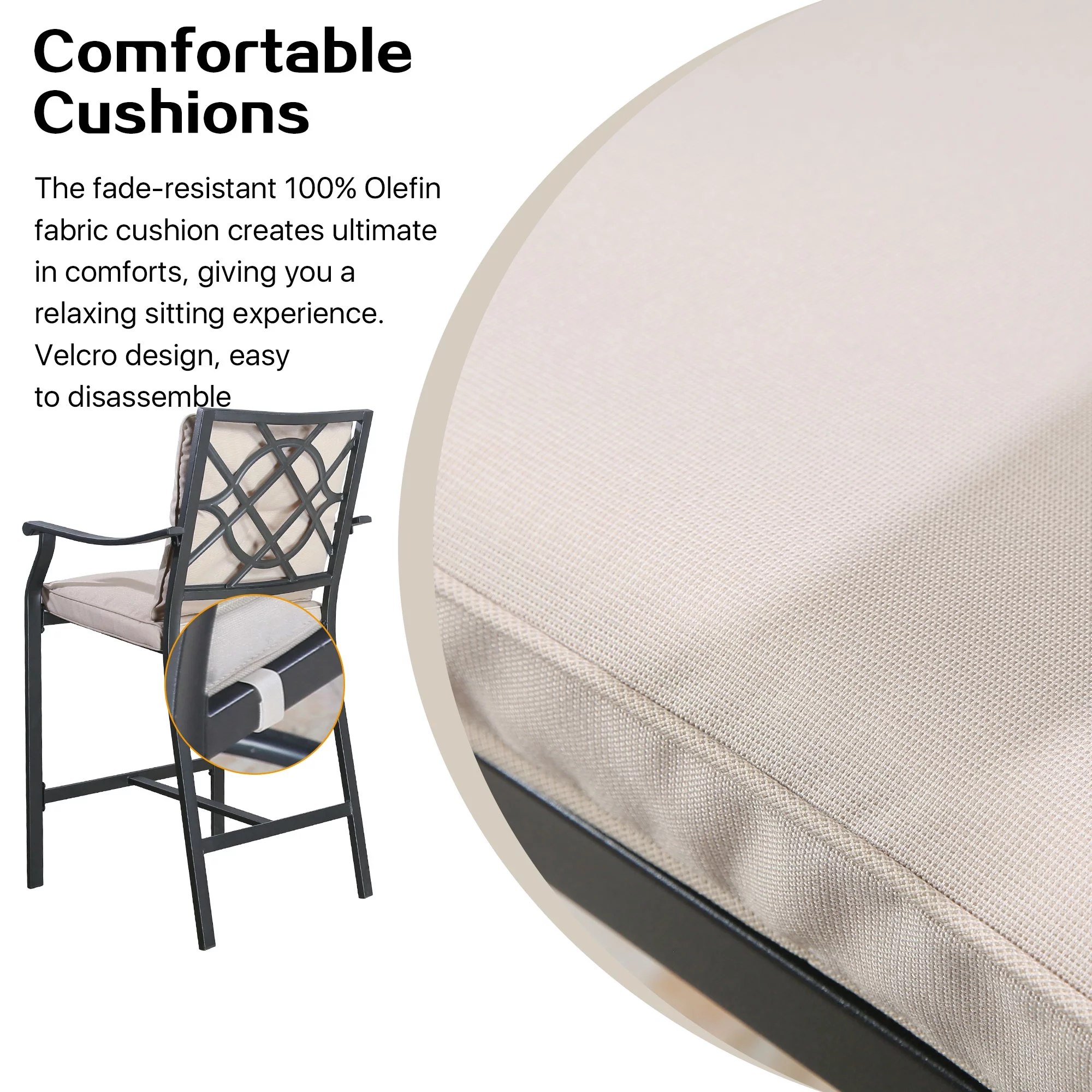 Ulax Furniture Patio Bistro Bar Stools Metal Counter Height Stools with 100% Polyester Cushion, Set of 2