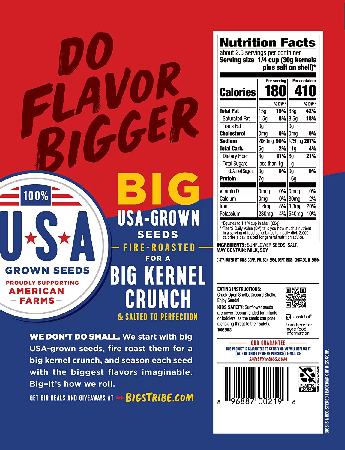 BIGS Original Salted and Roasted Sunflower Seeds, 5.35-Ounce Bags (Pack of 12)