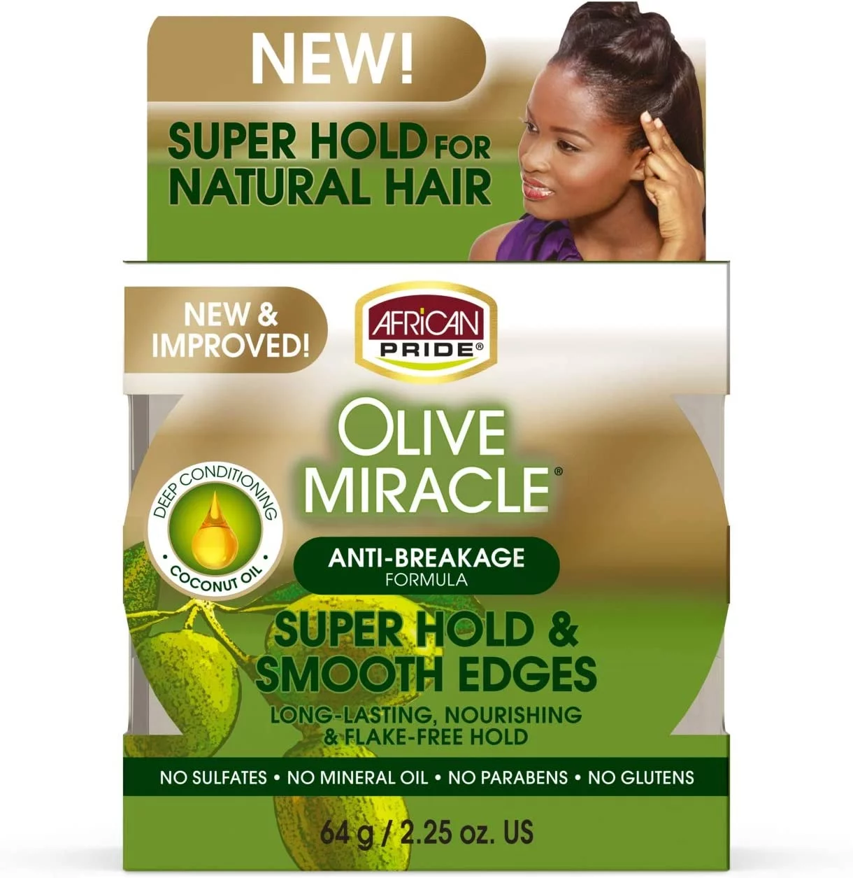 African Pride - Olive Miracle Super Hold & Smooth Edges 2.25 Oz. * BEAUTY TALK LA *