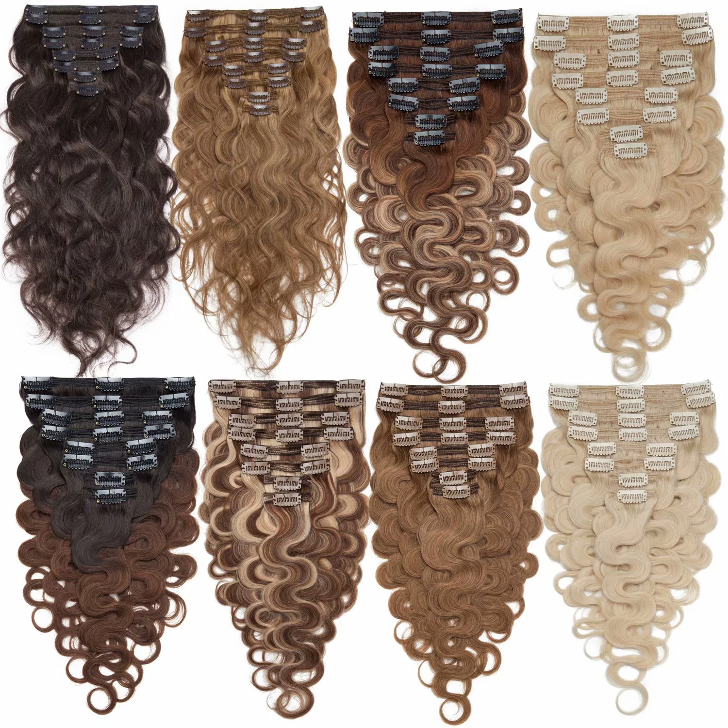 Benehair Clip In 100% Real Remy Human Hair Extensions Double Weft Thick Full Head 18