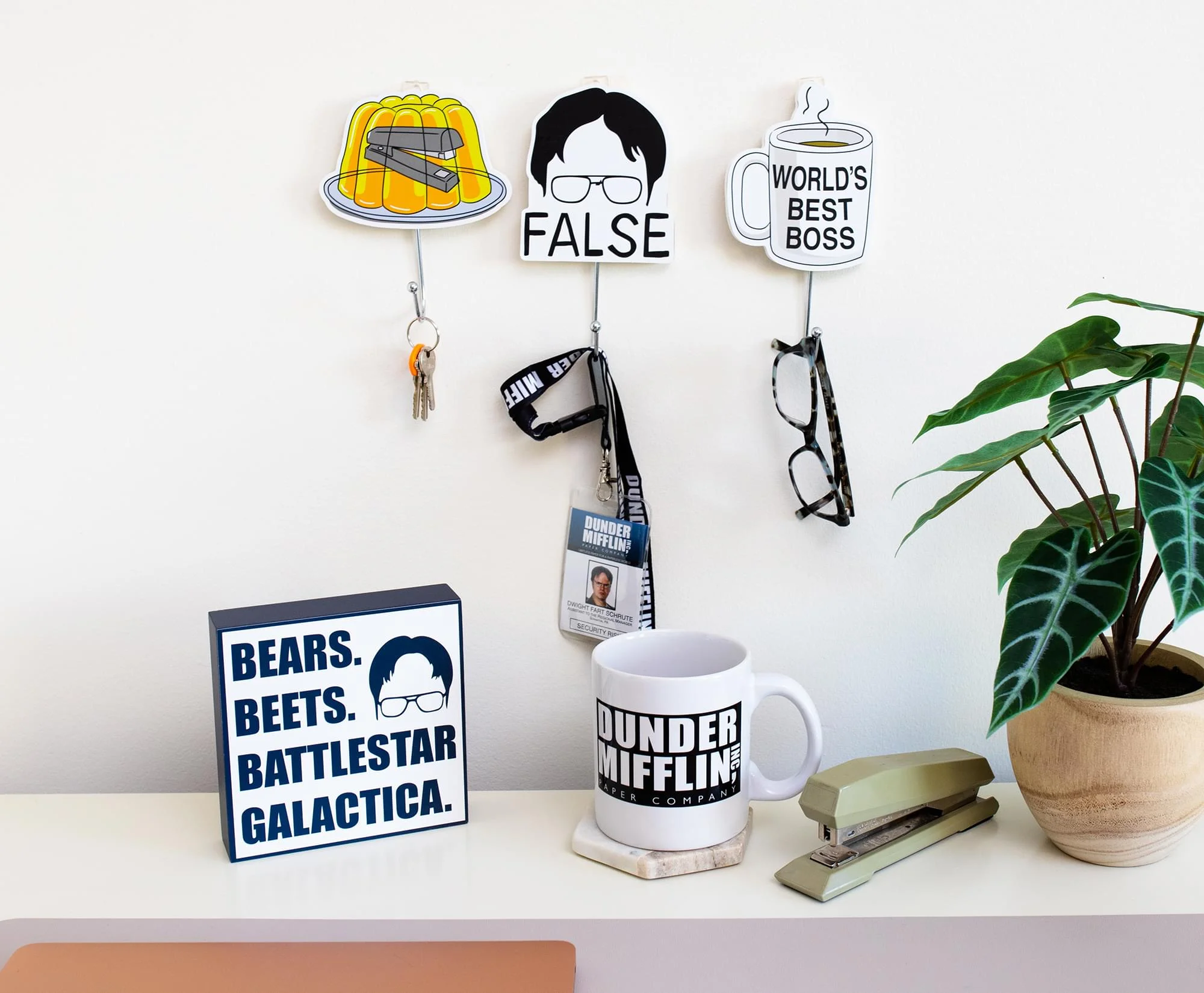 The Office Icons Die-Cut Coat Hanger Wall Hooks | Set of 3