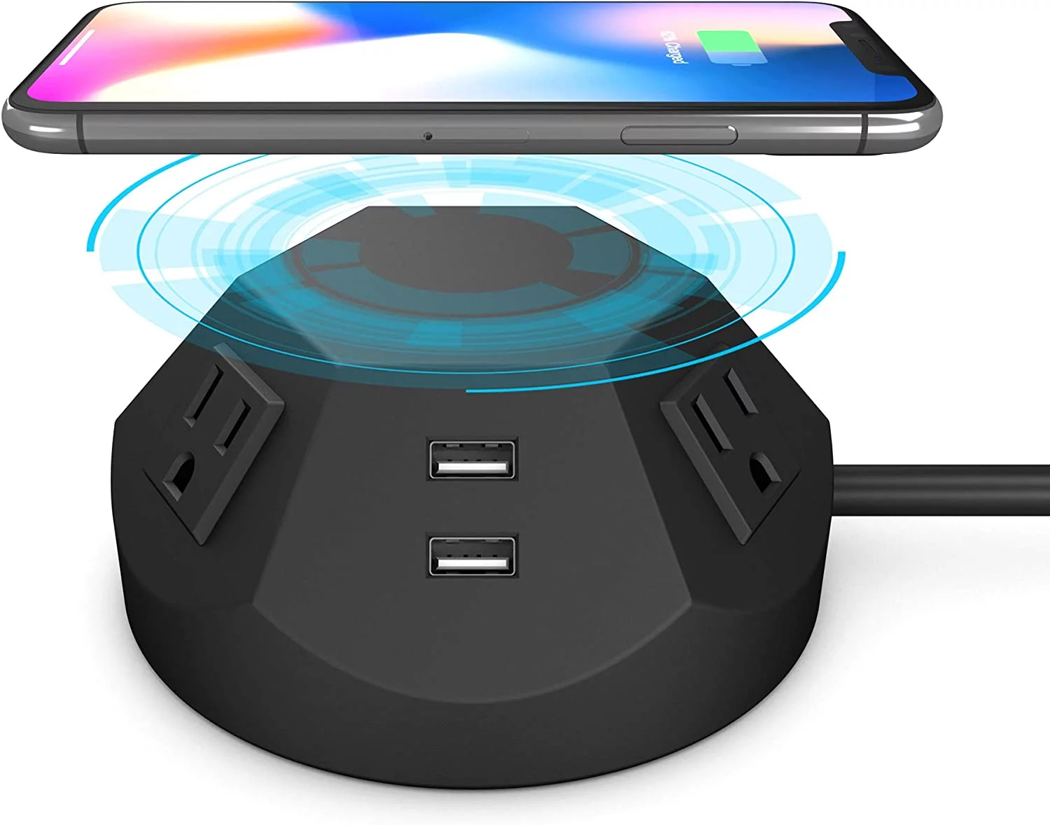 Power Strip Tower, 9 in 1 Surge Protector Tower with Wireless Charging, Power Tower with 4 AC Outlet Plugs and 4