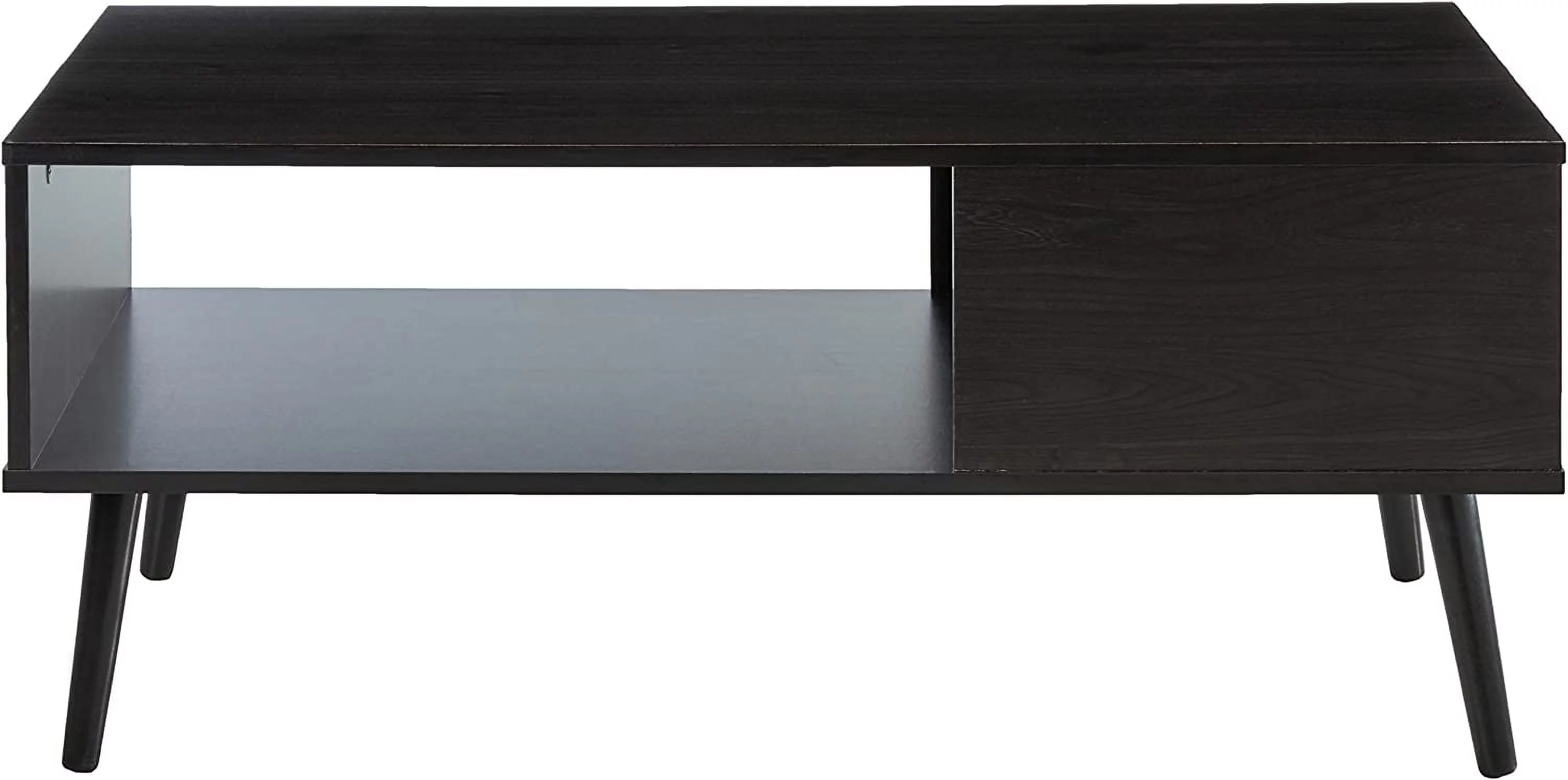Furinno Claude Mid Century Style Coffee Table with Wood Legs, Espresso
