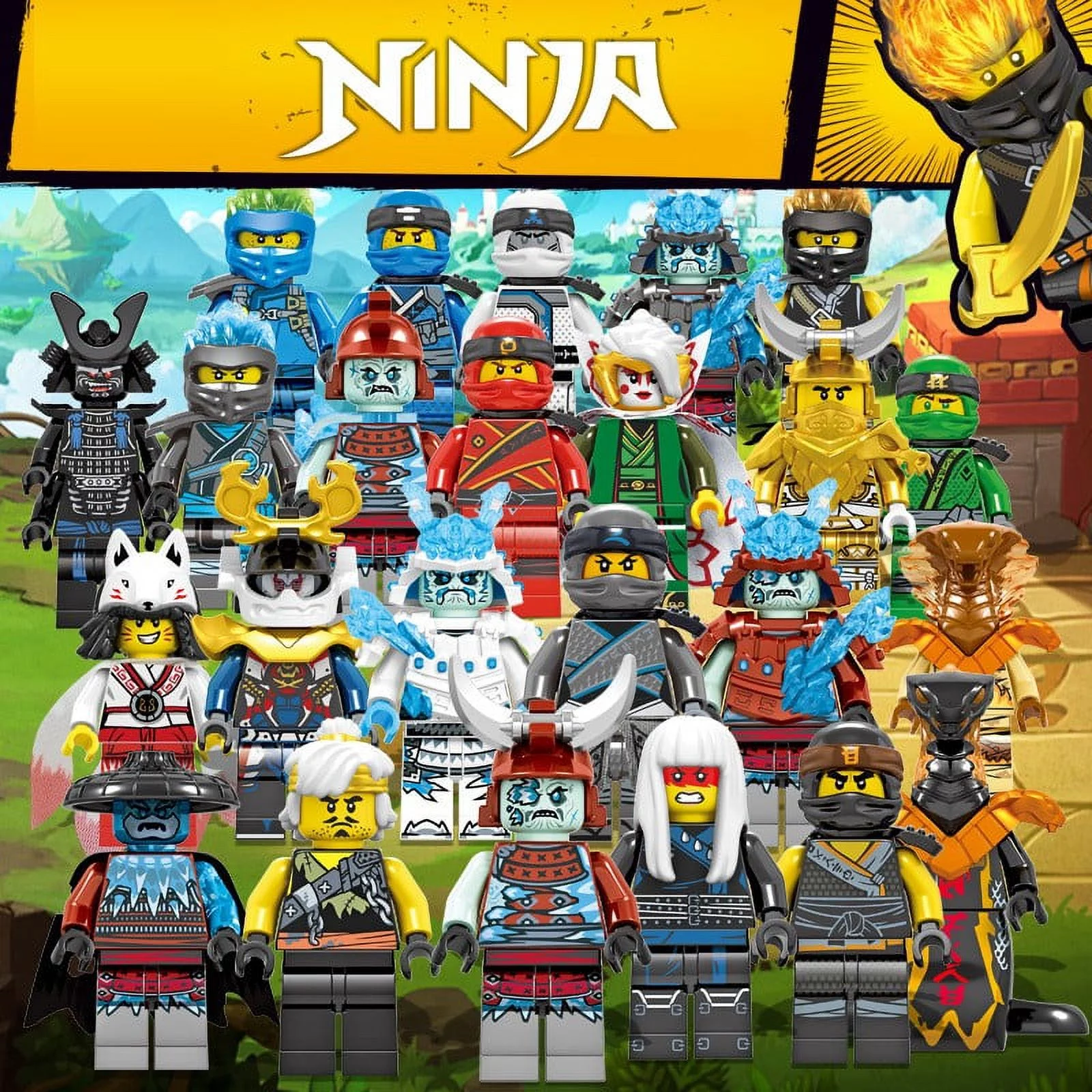 Ninjago Season 11 Blizzard Samurai Custom 24 Minifigures Kai Jay Sensei Wu Master Building Blocks Toys