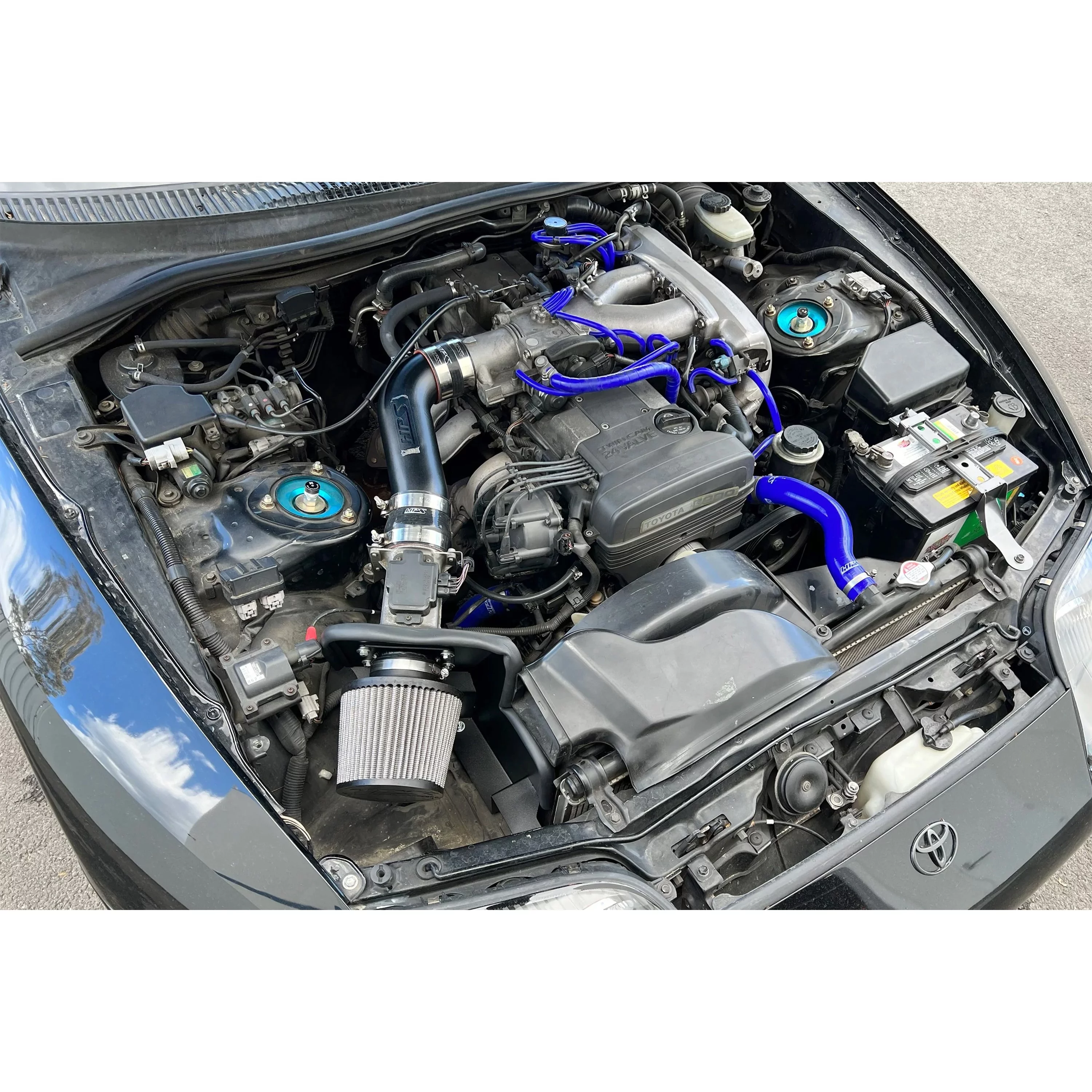 HPS Performance Black Air Intake Kit with Heat Shield Compatible for 1993-1996 Toyota Supra 3.0L Non 2JZGE, 827-715WB