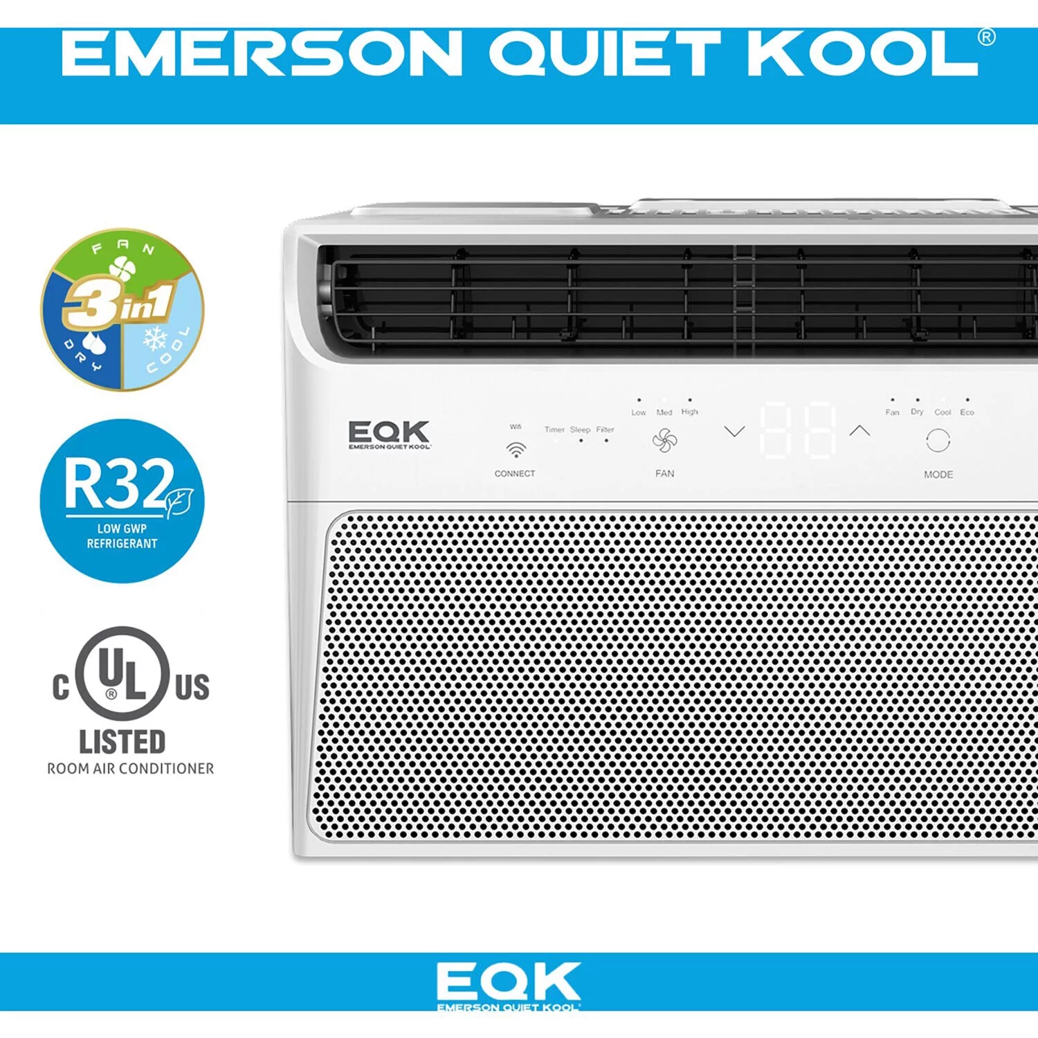 Emerson Quiet Kool 10,000 BTU 115-Volt Window Air Conditioner with Remote, White, EARC10RE1A