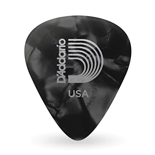 D'Addario Black Pearl Celluloid Guitar Picks, 25 pack, Light