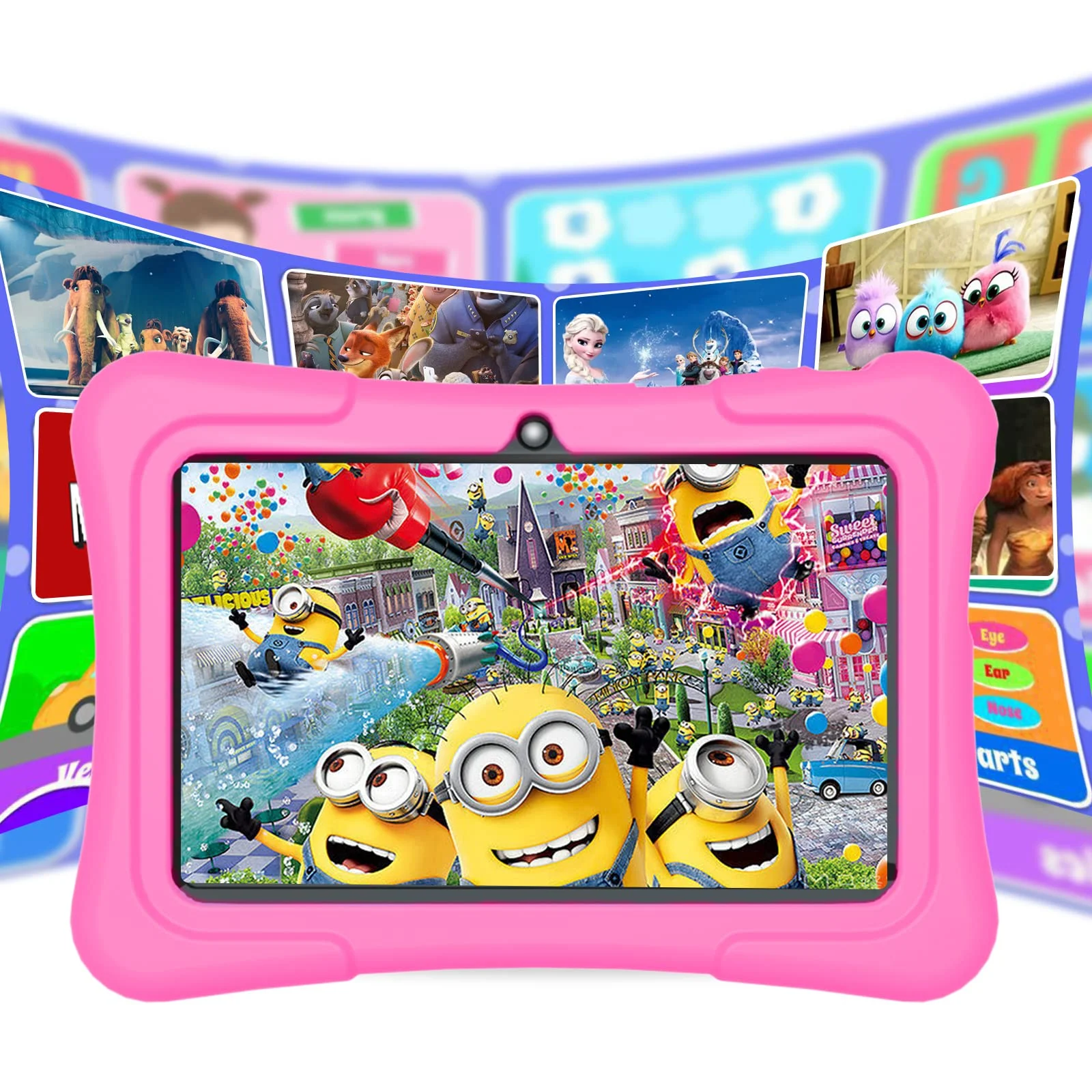 COLORROOM Kids Tablet 7 inch Android 11 Tablet for Kids, 3GB RAM 32GB ROM Toddler Tablets with Case, Bluetooth, WiFi, Parental Control, Dual Camera, GMS, Educational, Games Pink