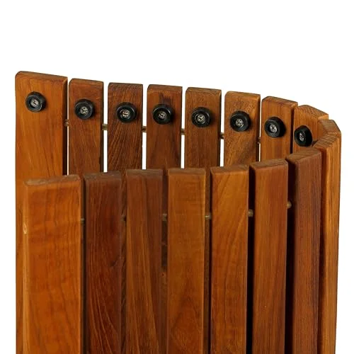 Bare Decor Lykos String Spa Shower Mat in Solid Teak Wood Oiled Finish, Large