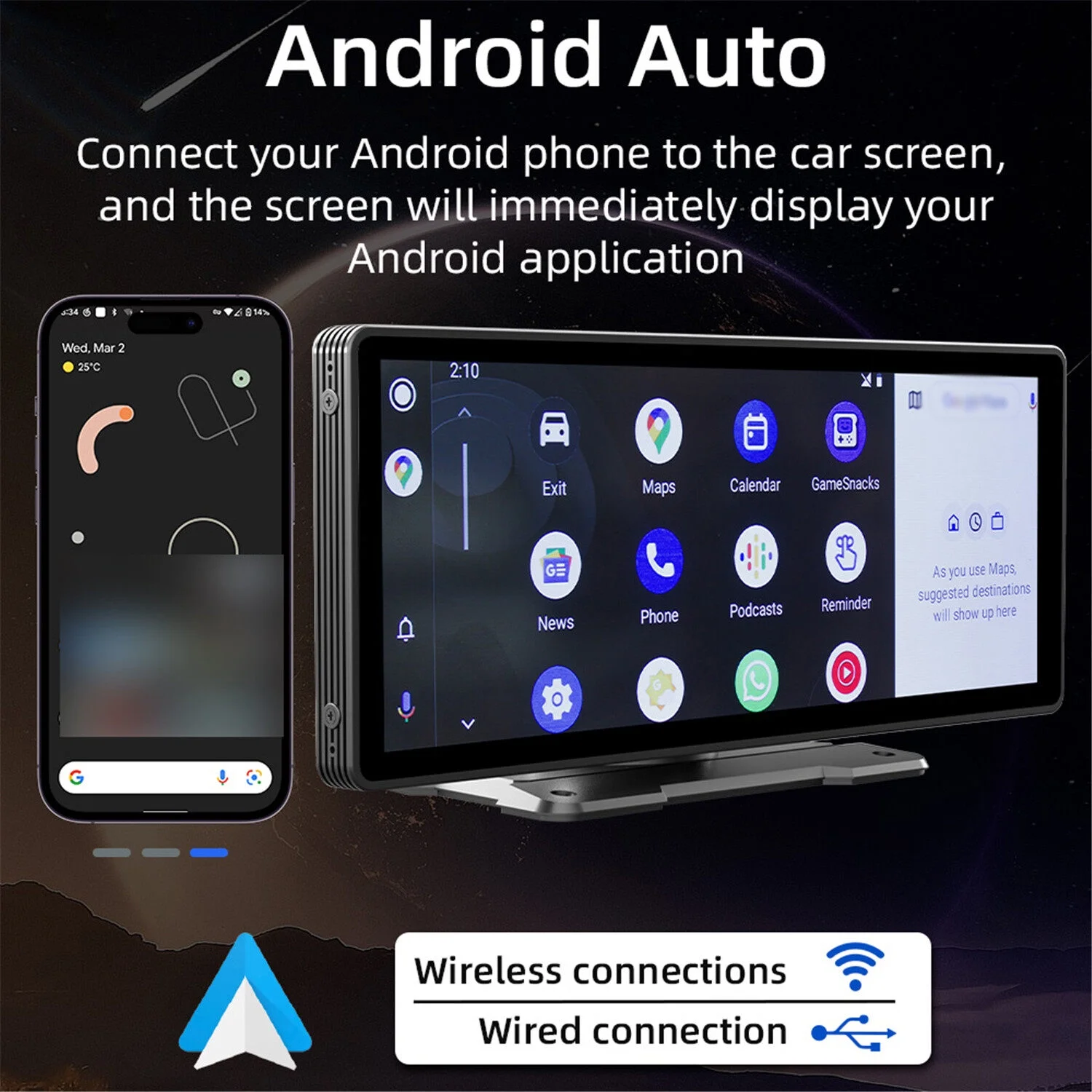 9.3 Inch Car Stereo MP5 Player BT Hands-Free Calling Support Carplay Android Auto Phone Link Reversing Assist U-Disk/TF Card with Adjustable Bracket