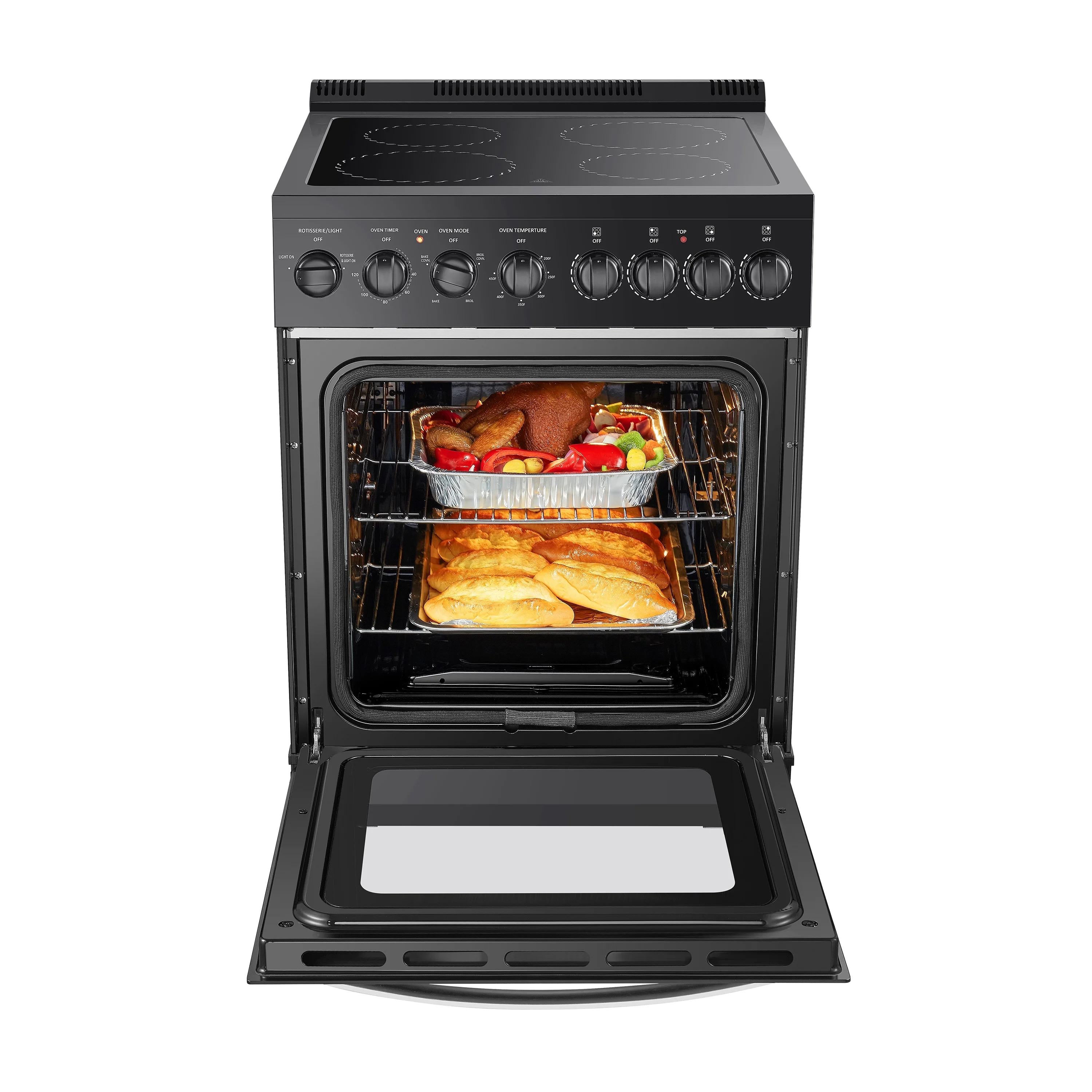 Lanbo 24 inch 2.9 Cu.ft Freestanding Electric Range with Rotisserie and  Convection Oven