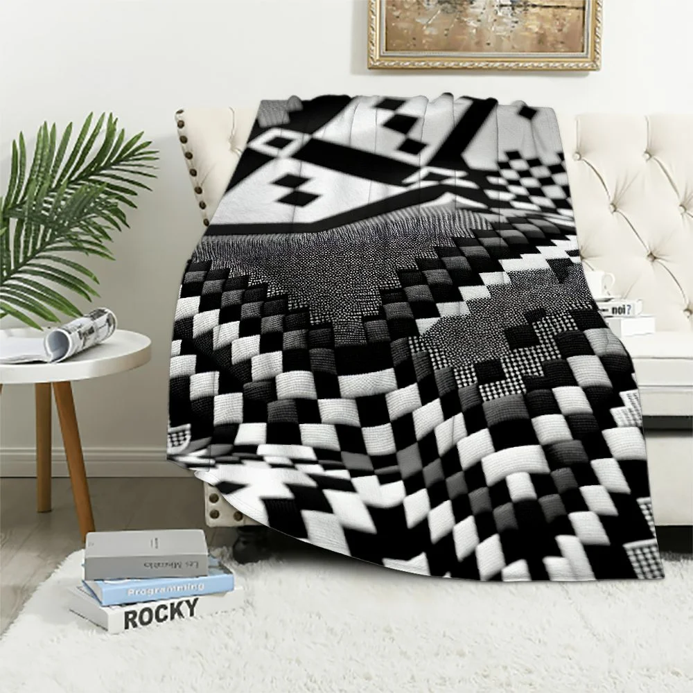 EastSmooth  100% Cotton Throw Blanket for Couch - 50x60 Black and Cream Throw Blanket for Bed, Sofa, or Chair - Machine Washable, All Seasons Neutral Lightweight Blanket Indoor or Outdoor Use