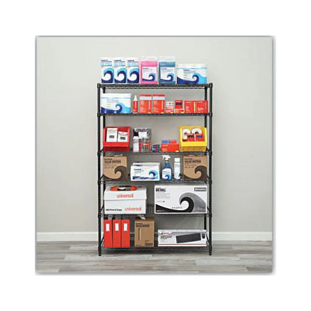 NSF Certified 6-Shelf Wire Shelving Kit 48w x 18d x 72h, Black Anthracite