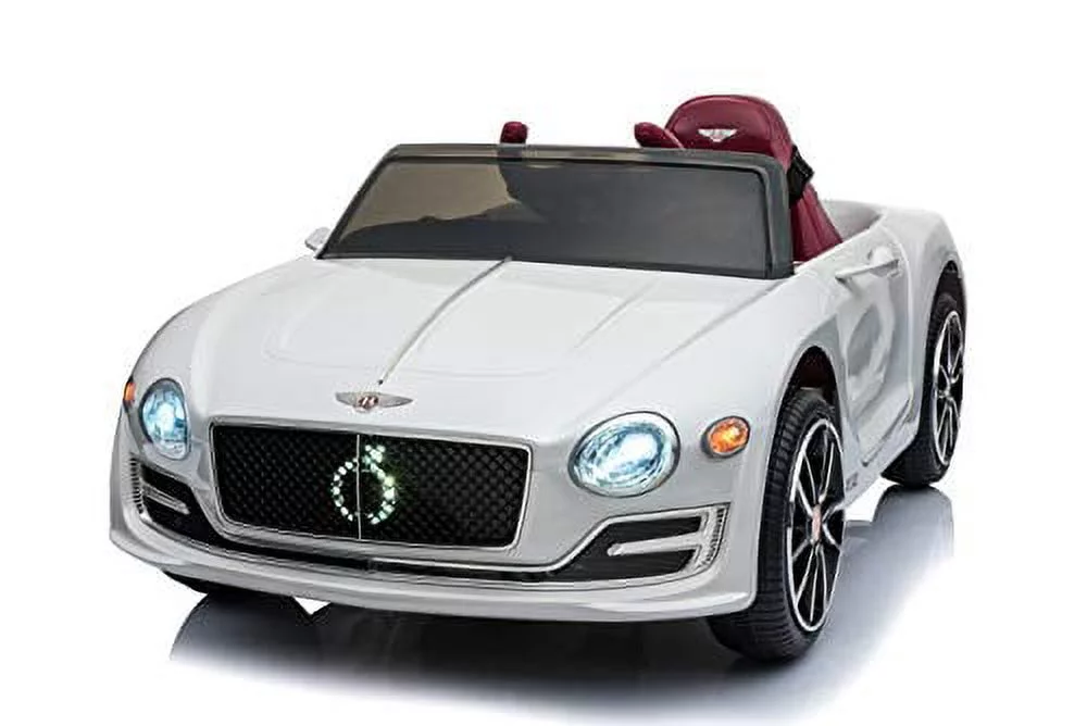 Rock Wheels Licensed Bentley EXP12 Kids Ride on Toy Car, 12V Battery Powered Children Electric 4 Wheels w/ Parent Remote Control, Foot Pedal, 2 Speeds, Music, Aux, LED Headlights (White)